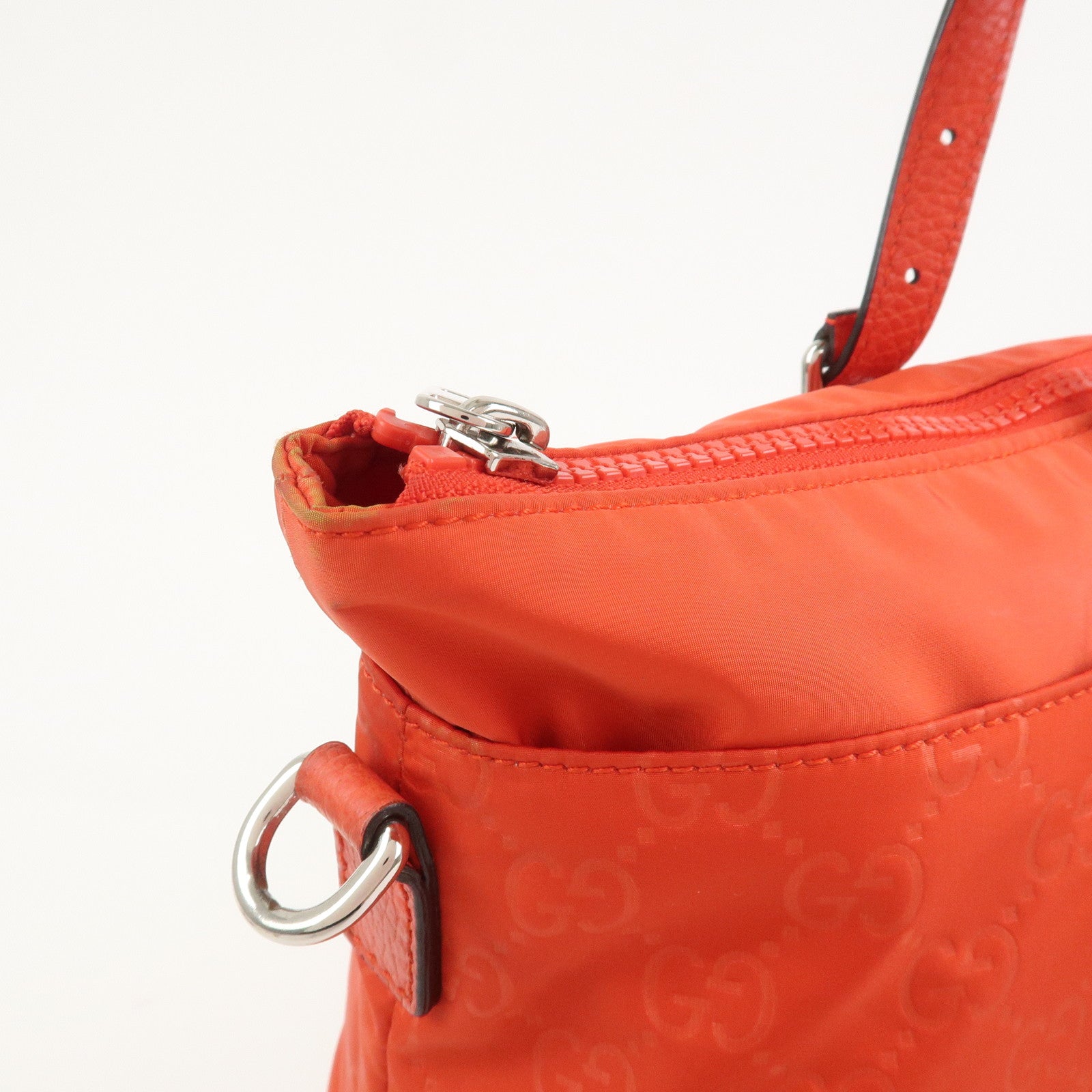 GUCCI GG Nylon Leather 2WAY Bag Hand Bag Shoulder Bag Red 387067