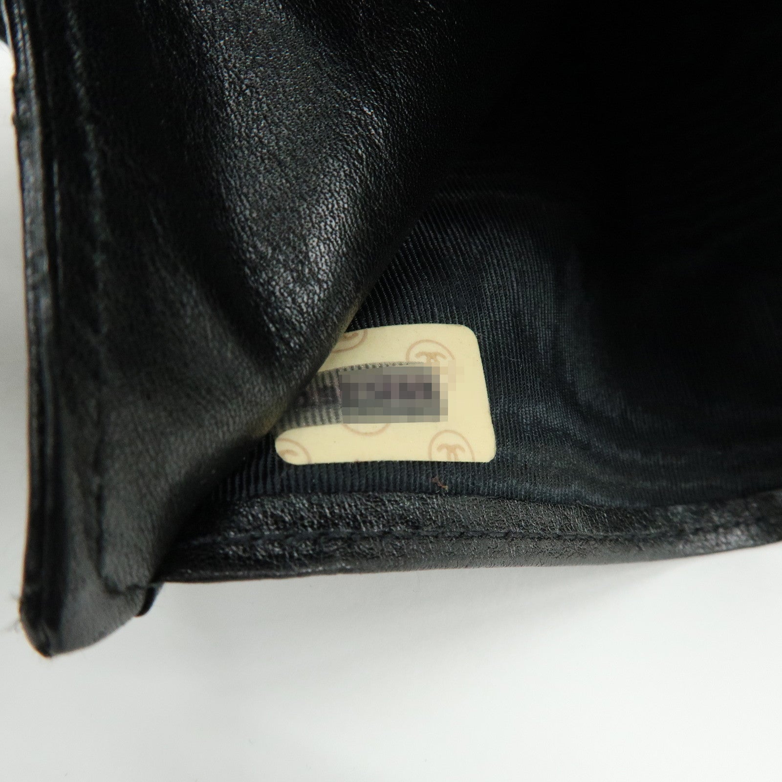 CHANEL Bicolore COCO Mark Calf Leather Compact Bi-fold Wallet Black