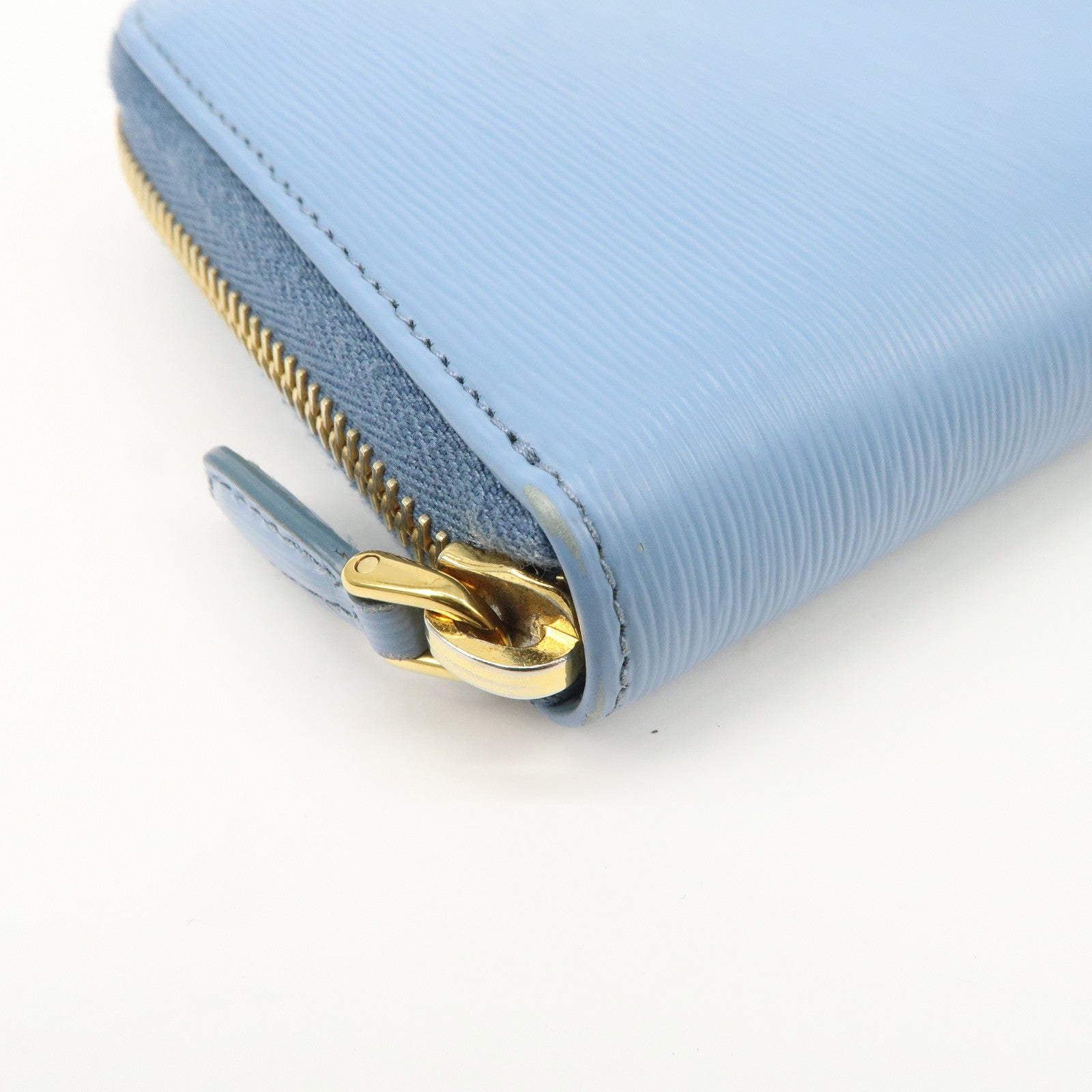 PRADA Logo Vitello Move Leather Zippy Long Wallet Light Blue 1ML506