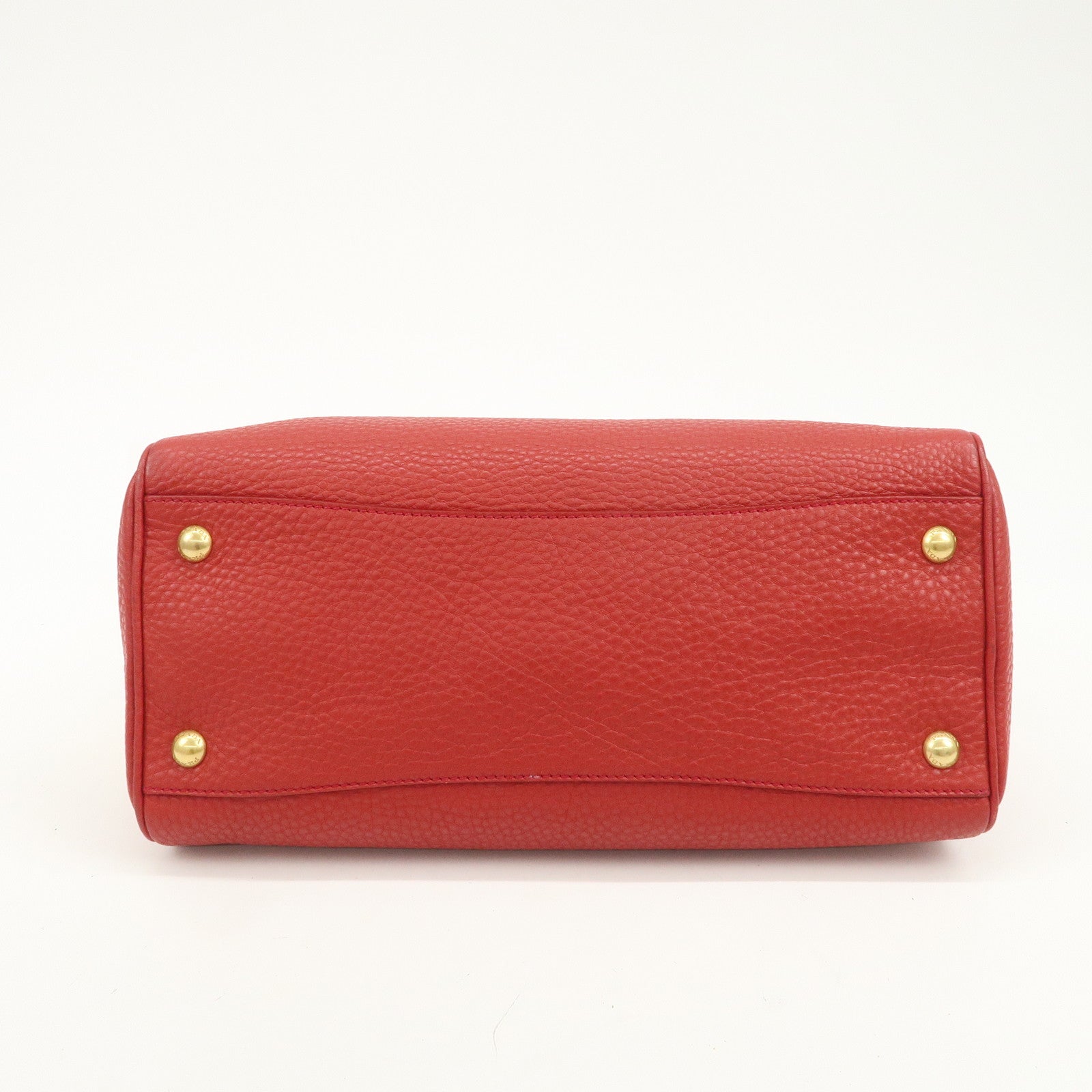 PRADA Logo Leather 2Way Bag Hand Bag Shoulder Bag Red BL0867