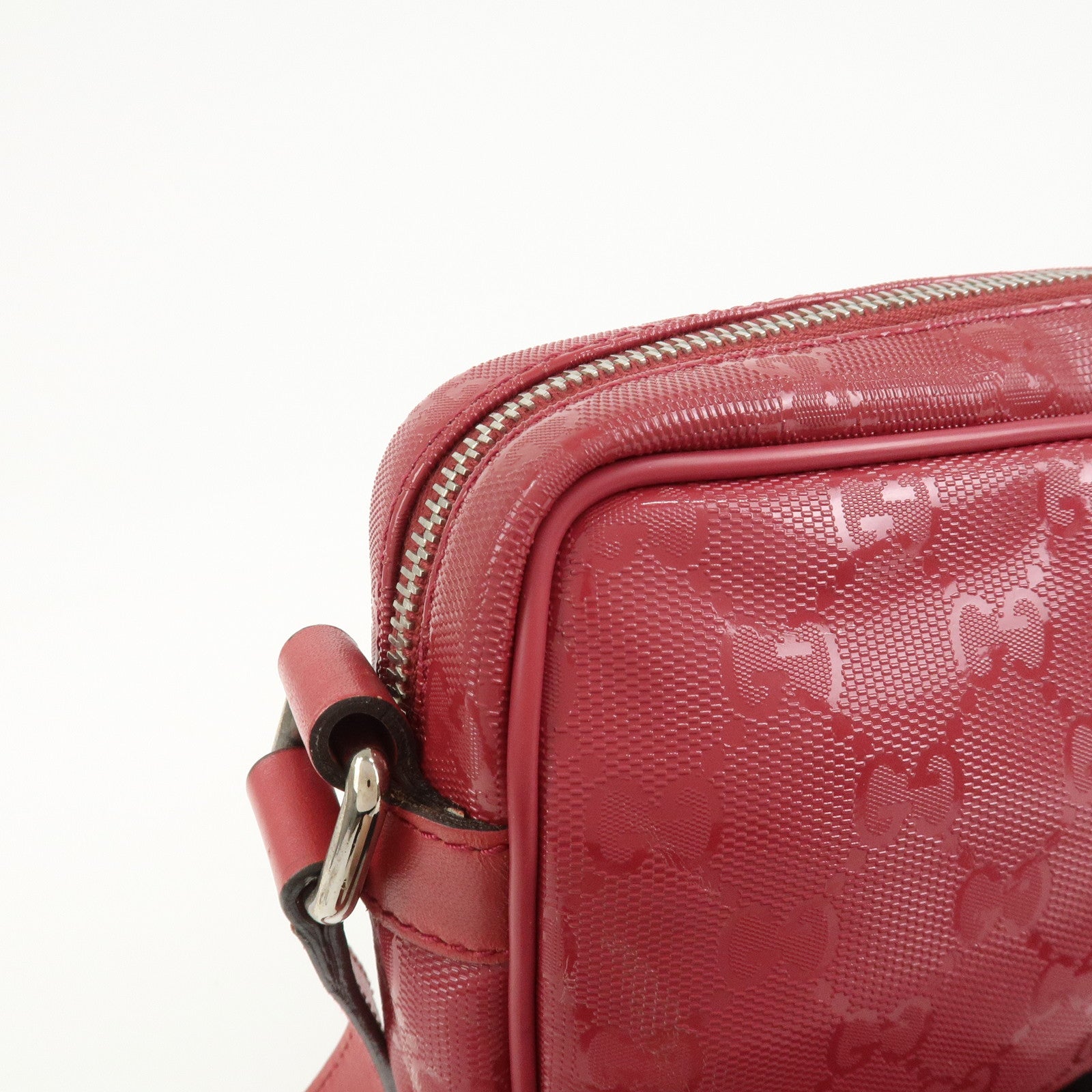 GUCCI GG Imprime GG Supreme Leather Shoulder Bag Pink 201447