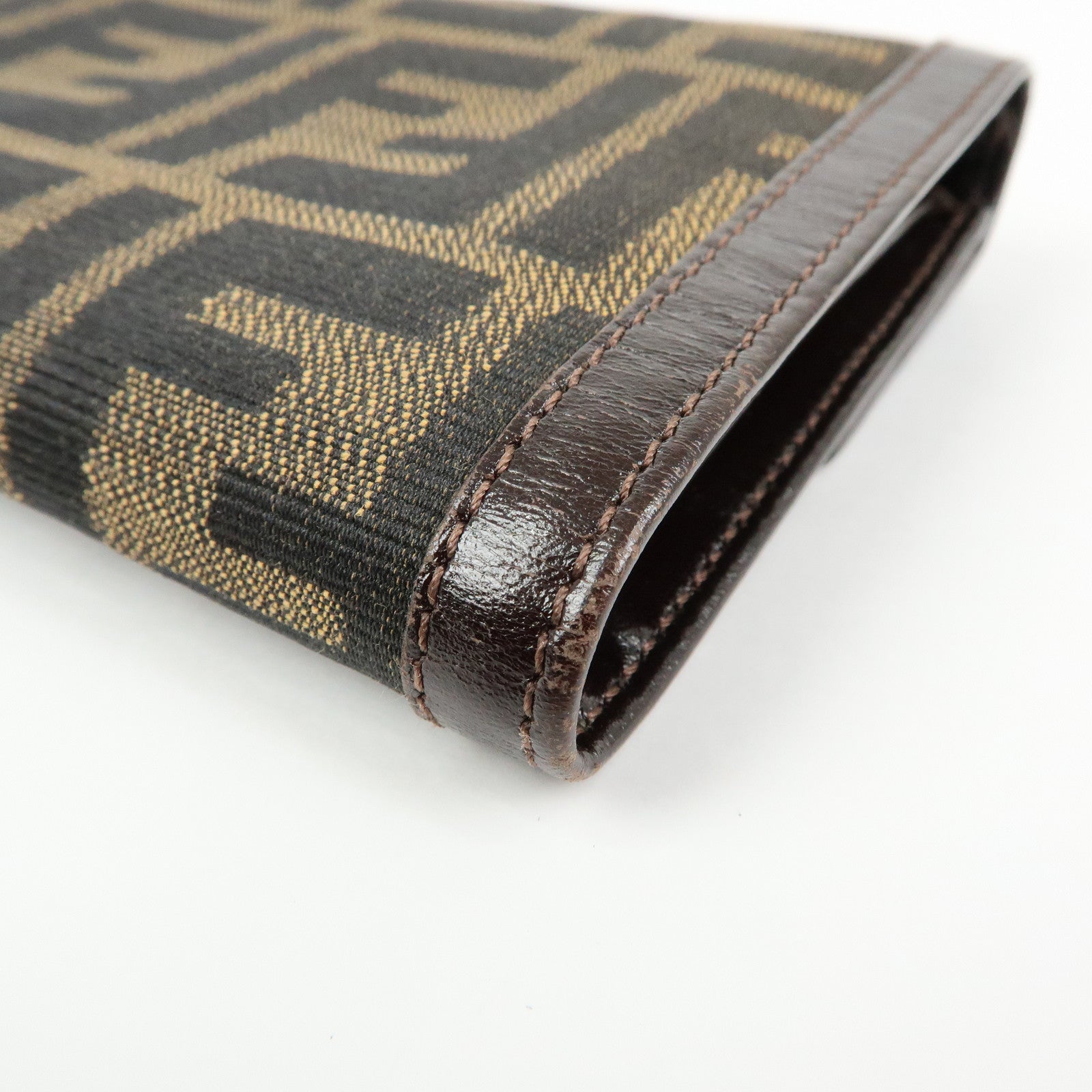 FENDI Zucca Canvas Leather Compact Wallet Brown 2270・30729・008