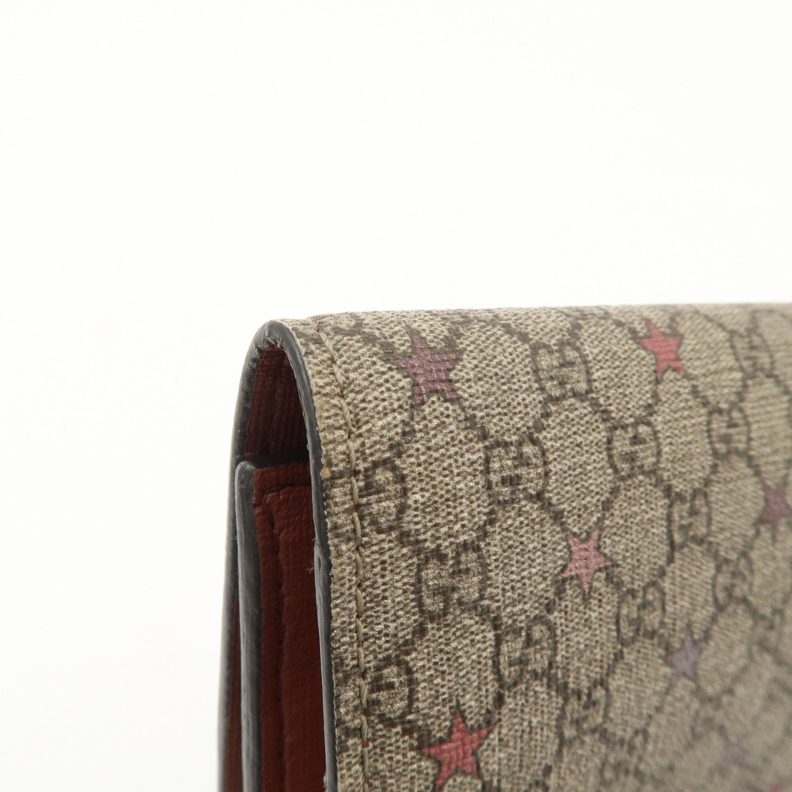 GUCCI Interlocking G GG Supreme Star Tri-Fold Compact Wallet 212106 Used