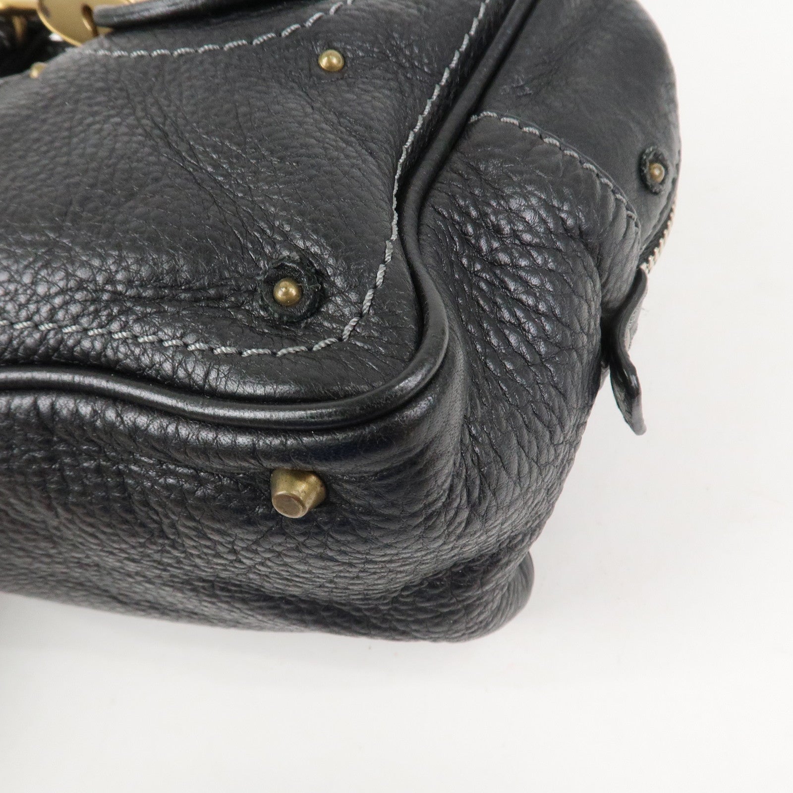 Chloe Paddington Leather Hand Bag Shoulder Bag Boston Bag Black