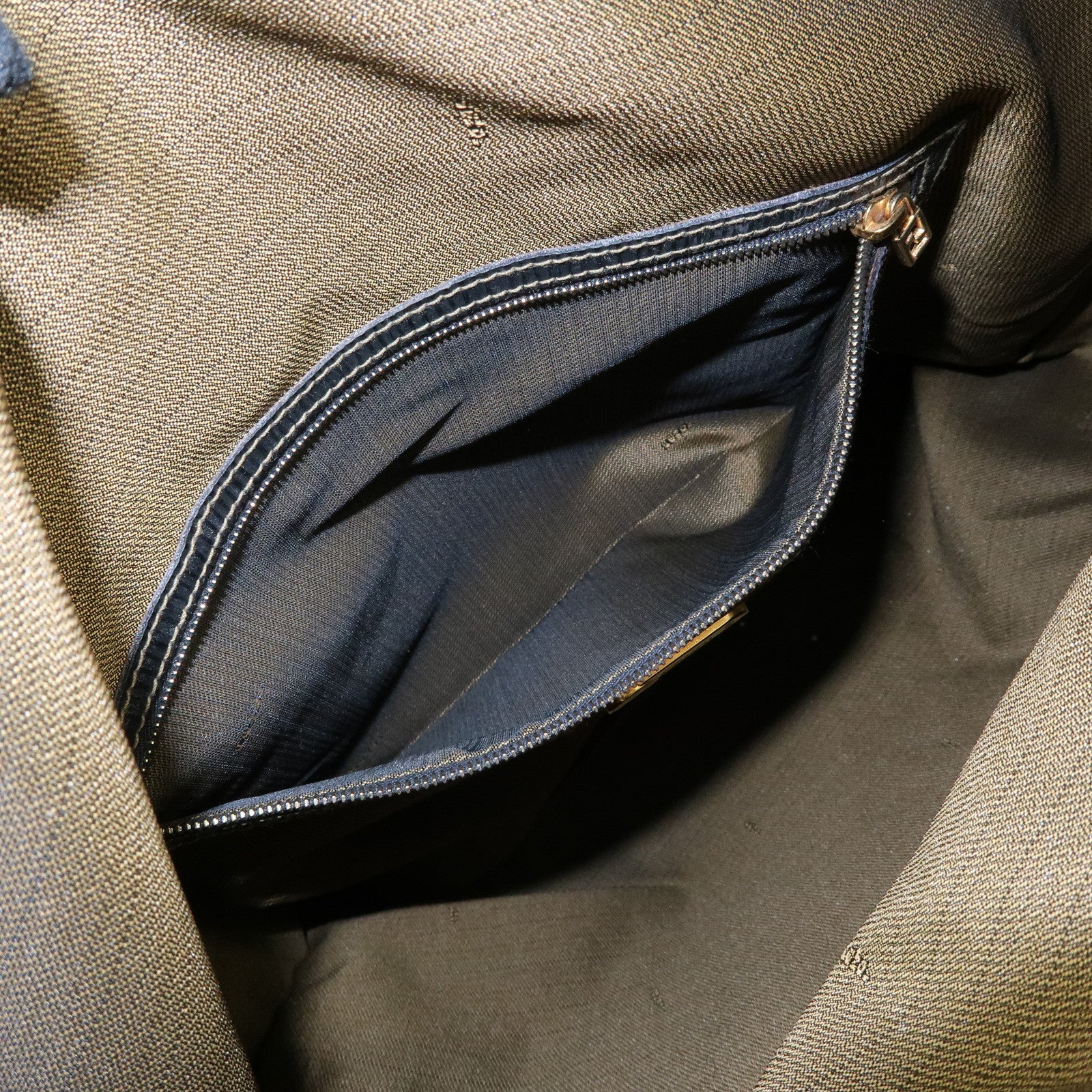 FENDI Zucca Canvas Leather Shoulder Bag Hand Bag Brown Black