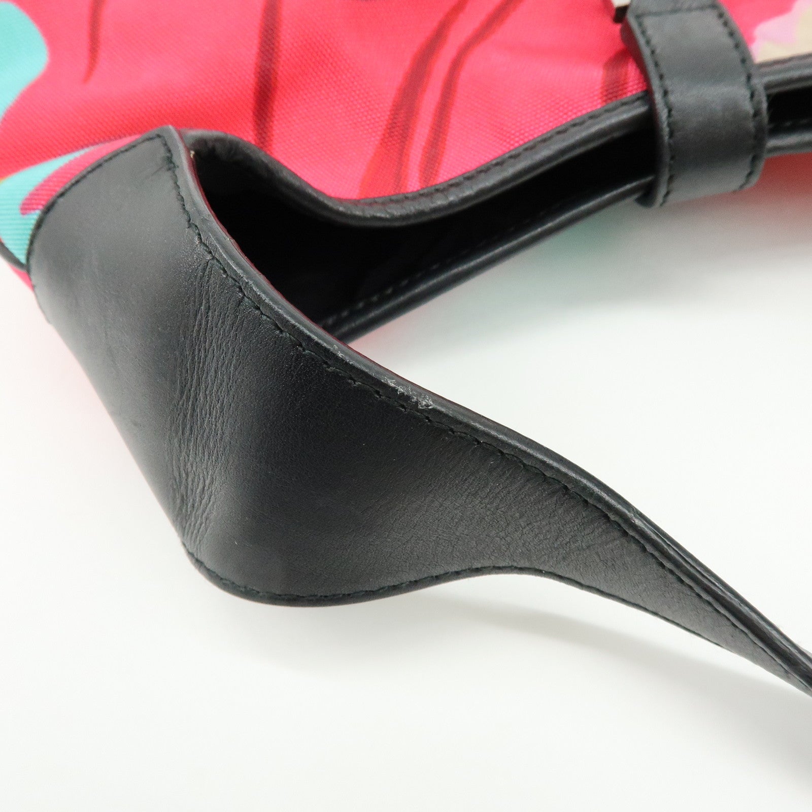 GUCCI Jackie Nylon Leather Shoulder Hand Bag Pink Black 001.9735