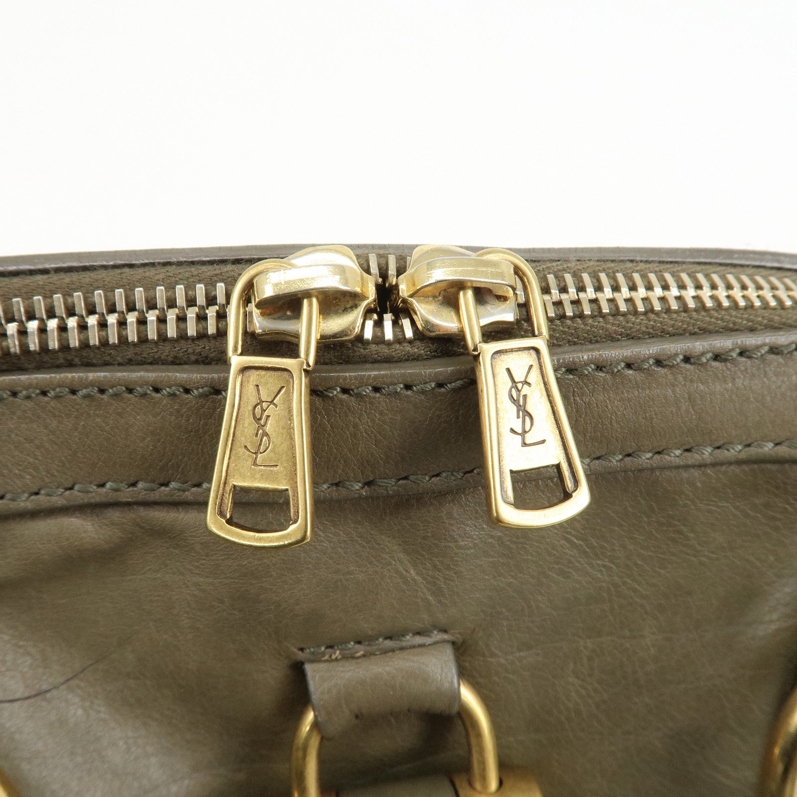 SAINT LAURENT PARIS Muse Leather Shoulder Bag Khaki 156464