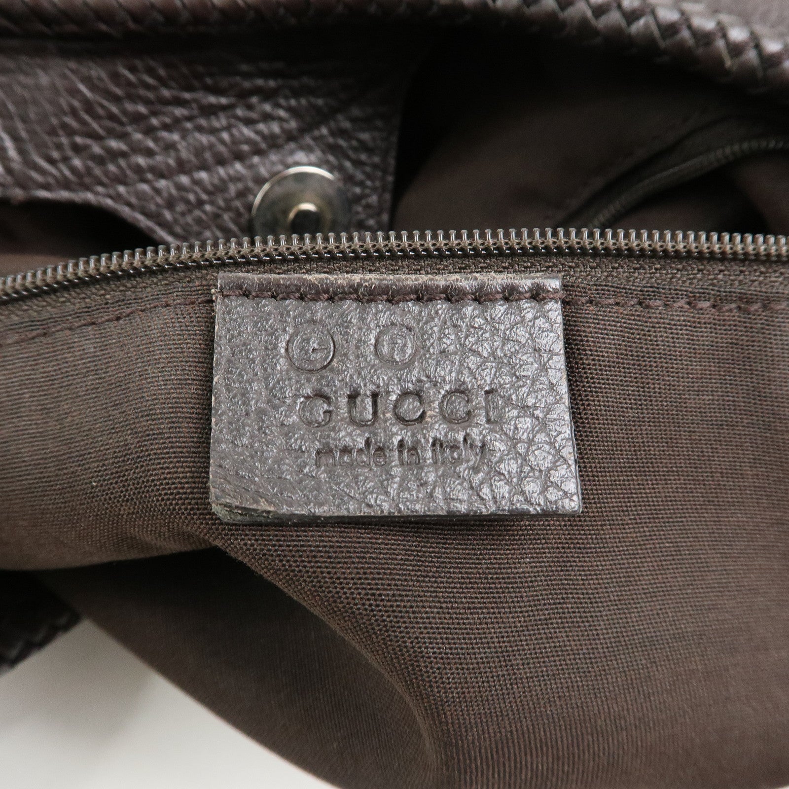 GUCCI Logo Leather Shoulder Bag Tote Bag Brown 336659