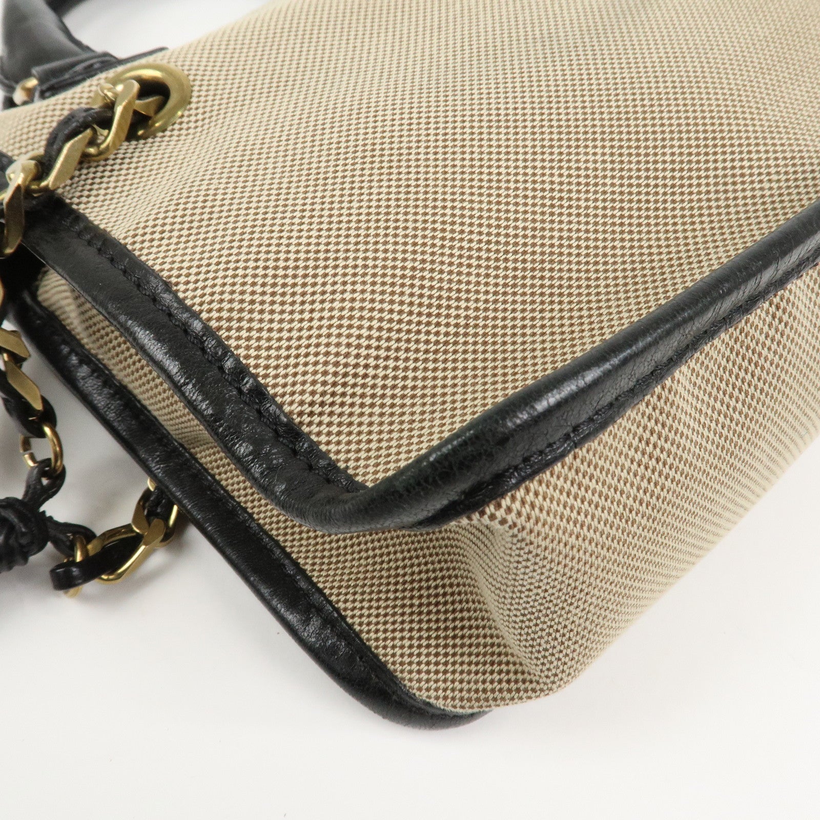 Chloe Harley Canvas Leather 2Way Bag Hand Bag Shoulder Bag Black