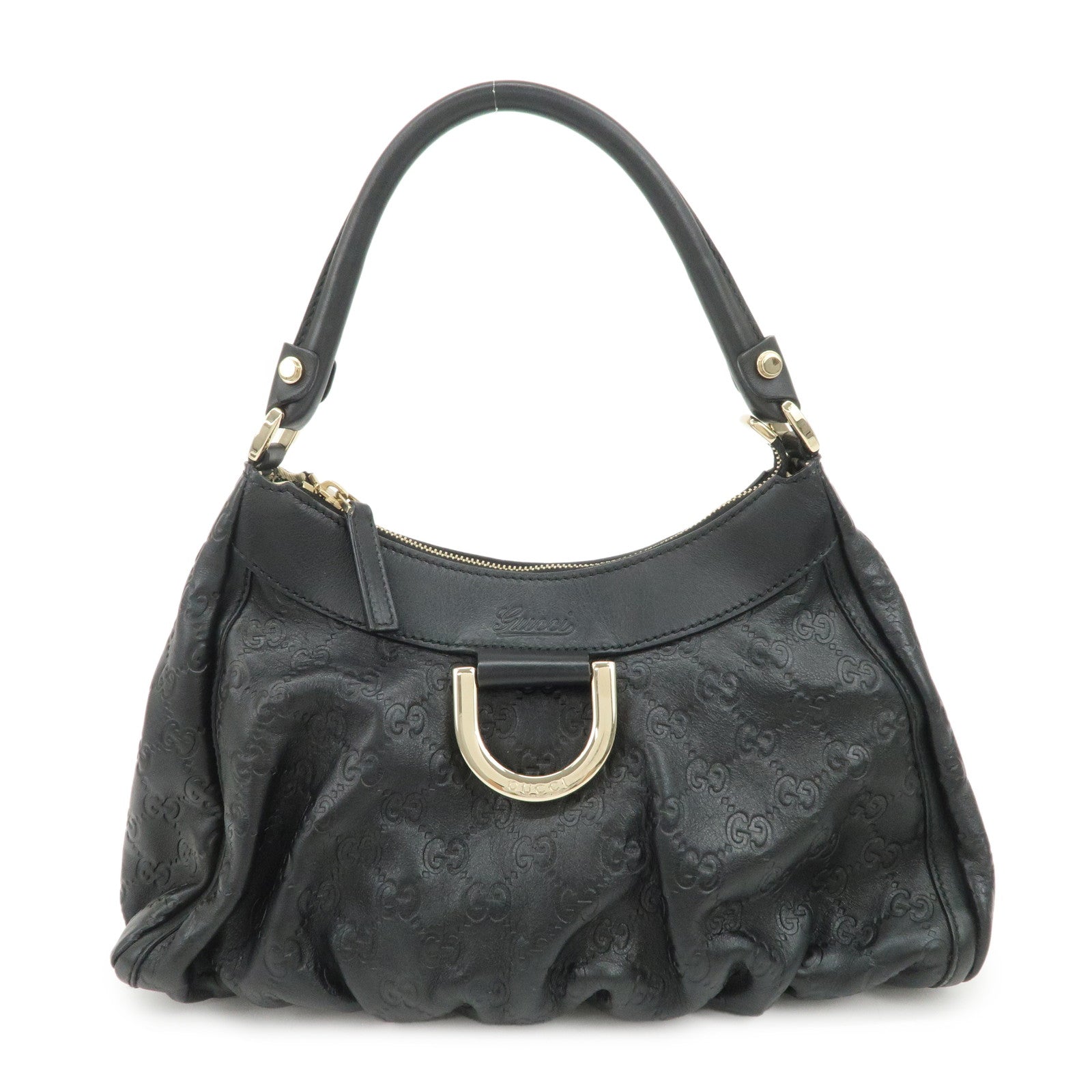 GUCCI Abbey Guccissima Leather Shoulder Bag Hand Bag Black 190525