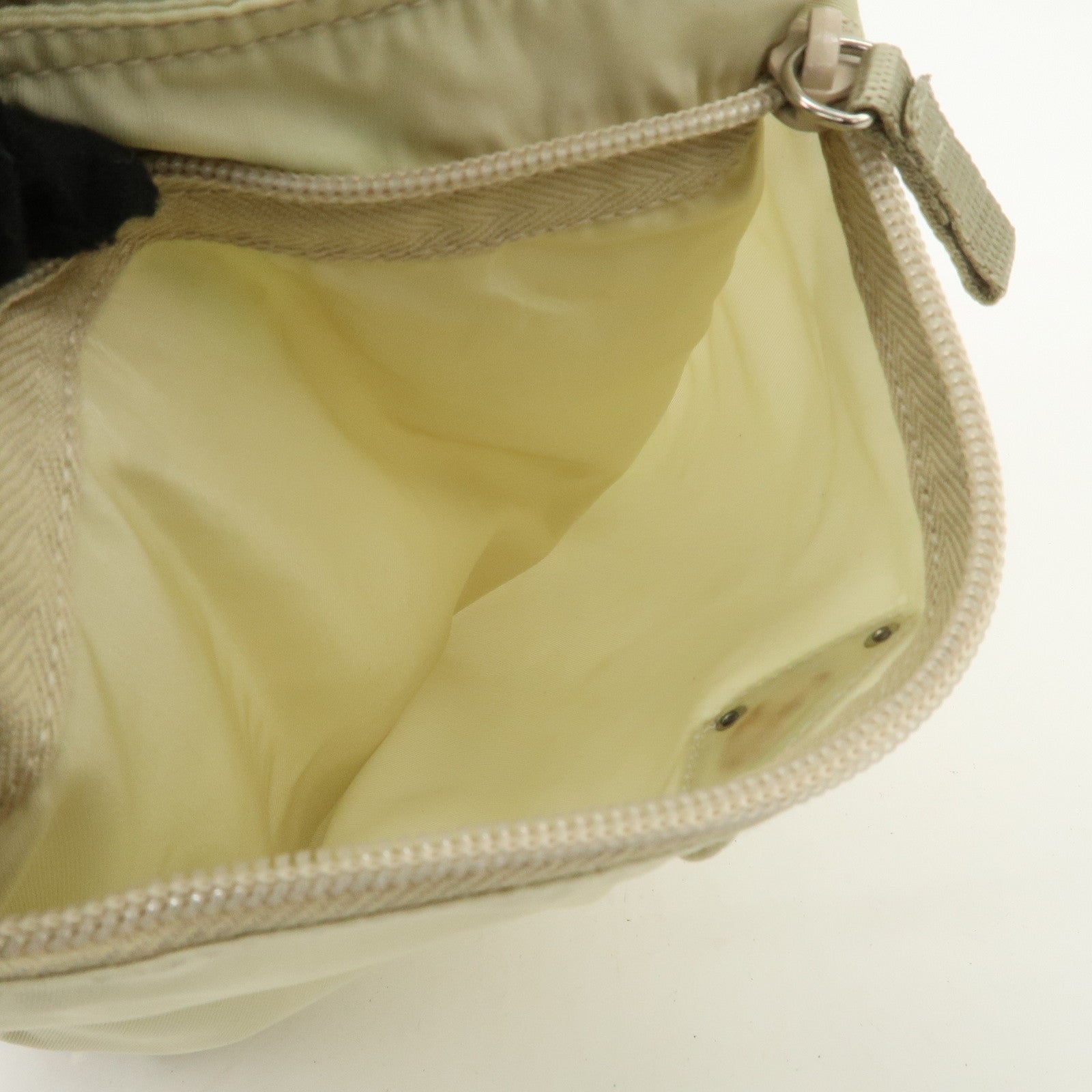 PRADA Triangle Logo Nylon Shoulder Bag Crossbody Bag Beige B7372 Used