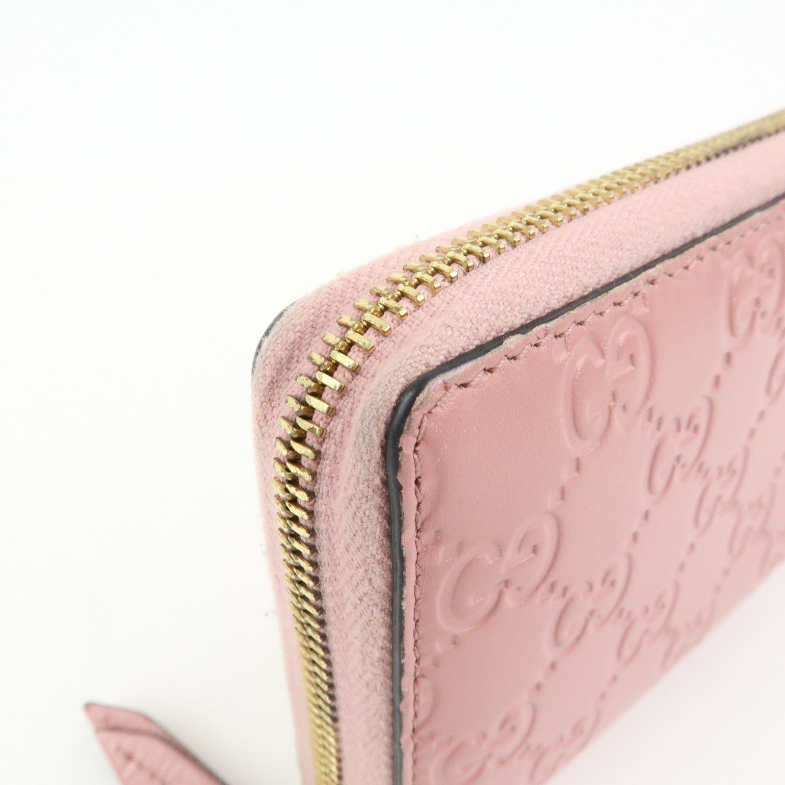 GUCCI Guccissima Leather Round Zippy Long Wallet Pink 410102