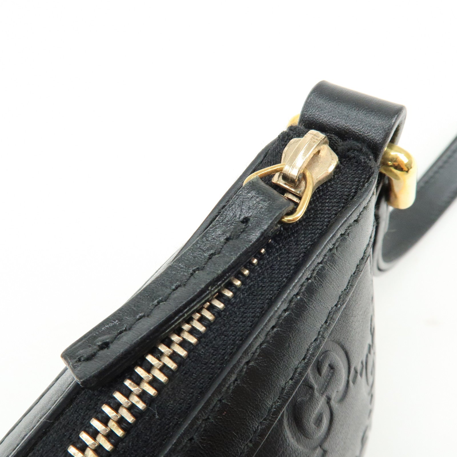 GUCCI Bamboo Guccissima Leather Clutch Bag Pouch Black 159913