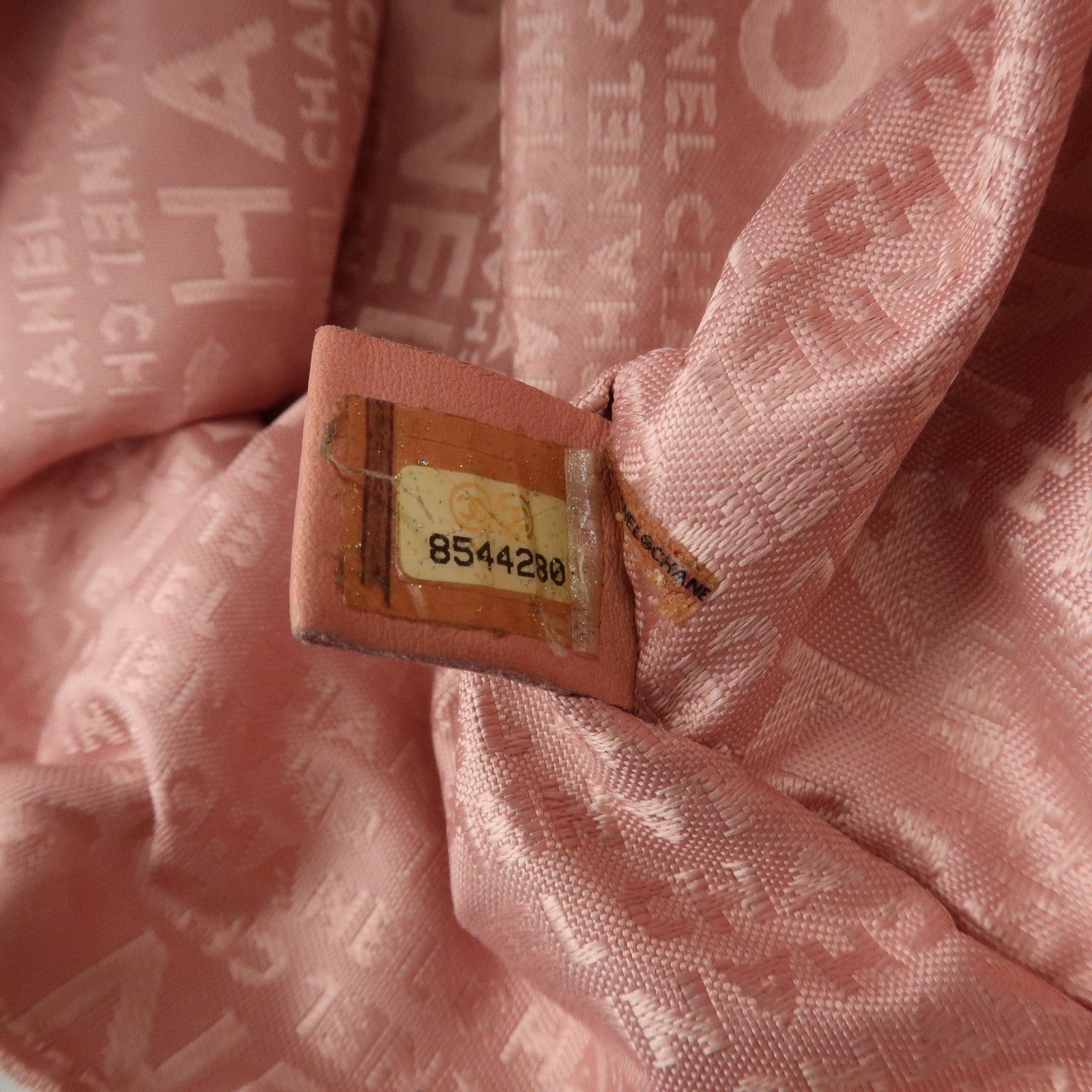 CHANEL Chocolate Bar Calf Leather Boston Bag Hand Bag Pink