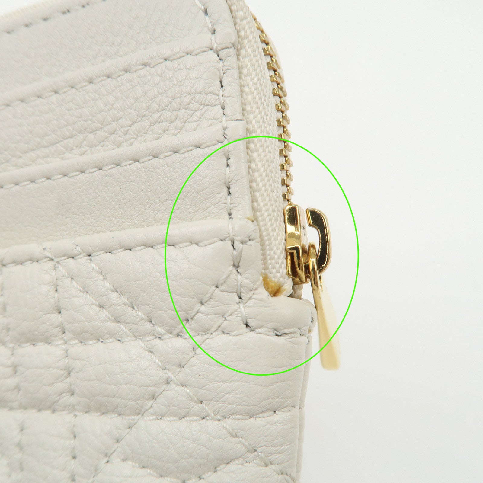 Christian Dior Cannage Caro Leather Heart Coin Case White