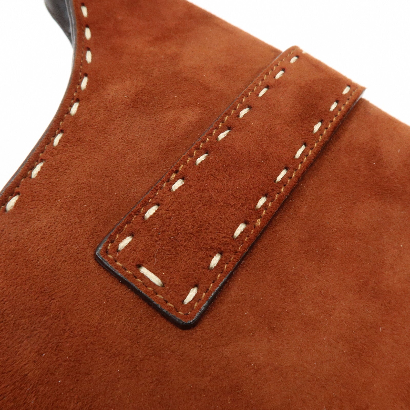 Ferragamo Gancini Suede Leather Shoulder Bag Hand Bag Brown Beige