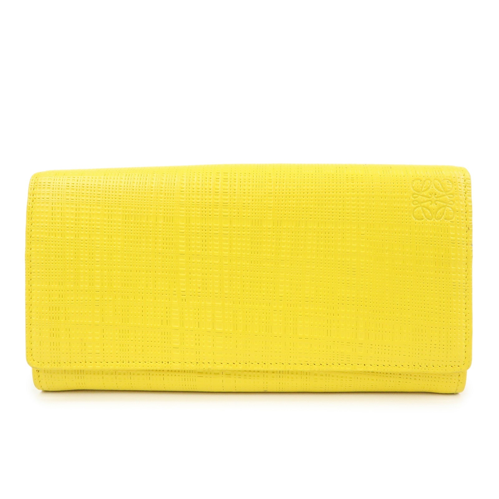 LOEWE Anagram Calf Bi-fold Leather Long Wallet Yellow