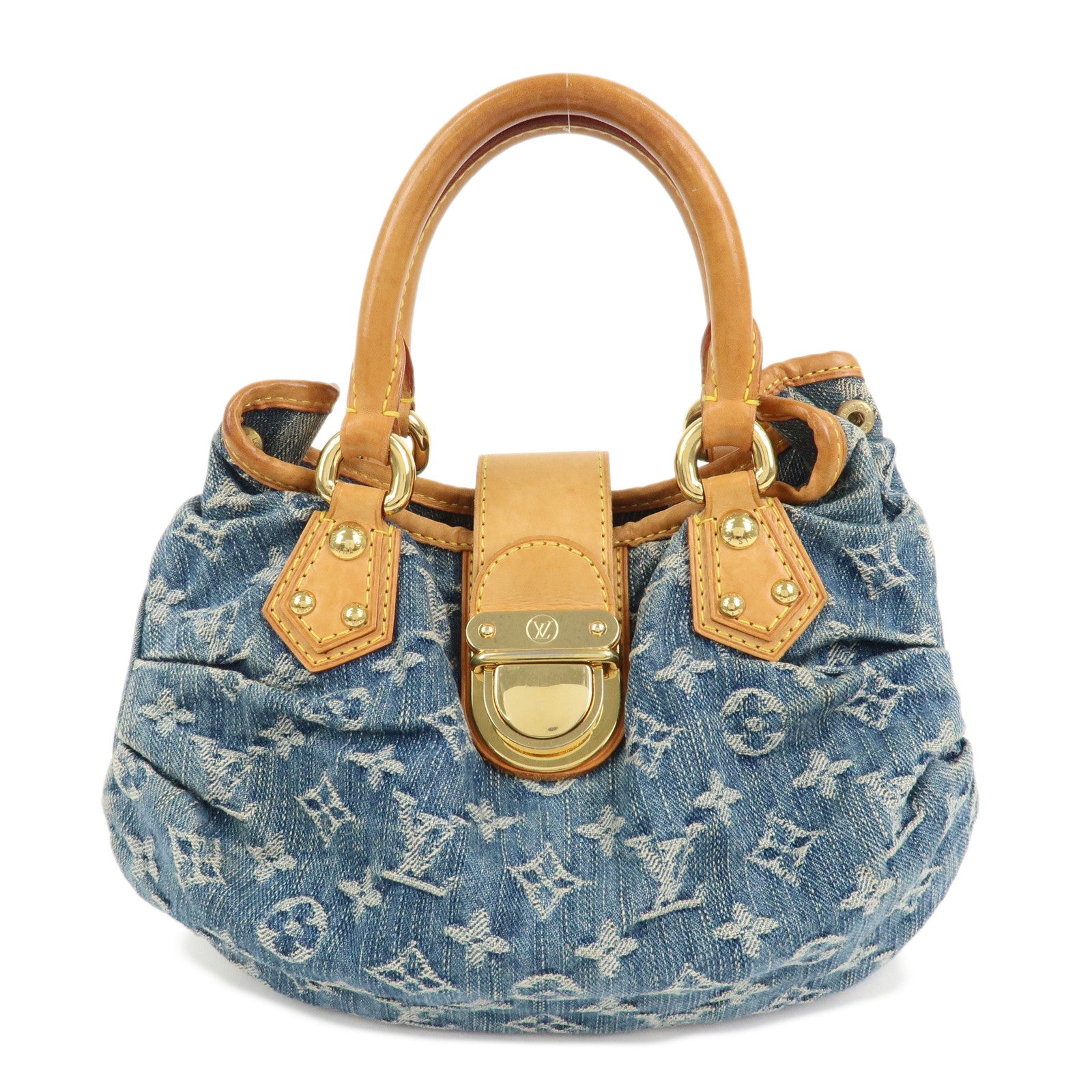 Louis Vuitton Monogram Denim Pleaty Hand Bag Blue M95020