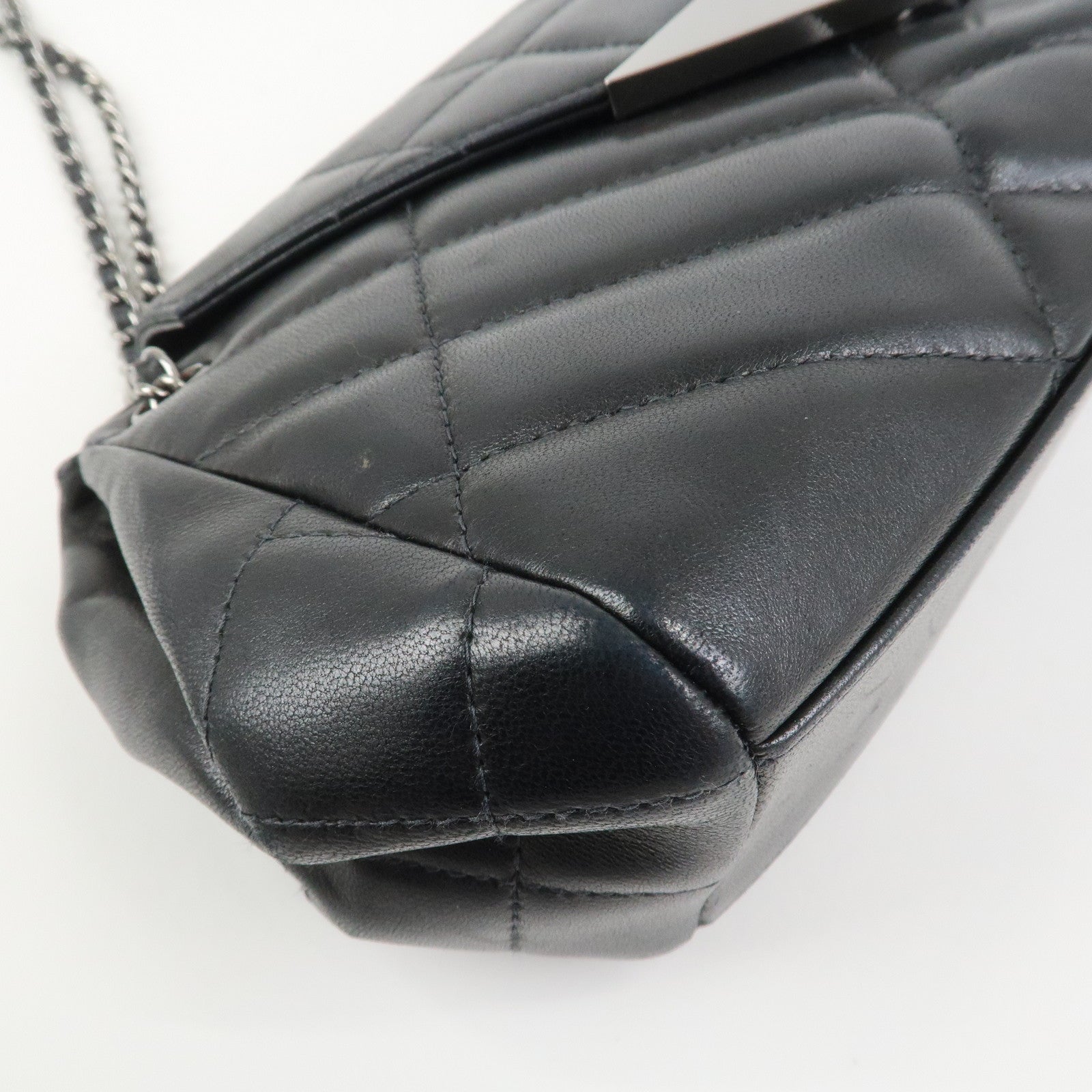 CHANEL COCO Mark Lamb Skin Chain Shoulder Bag Hand Bag Black