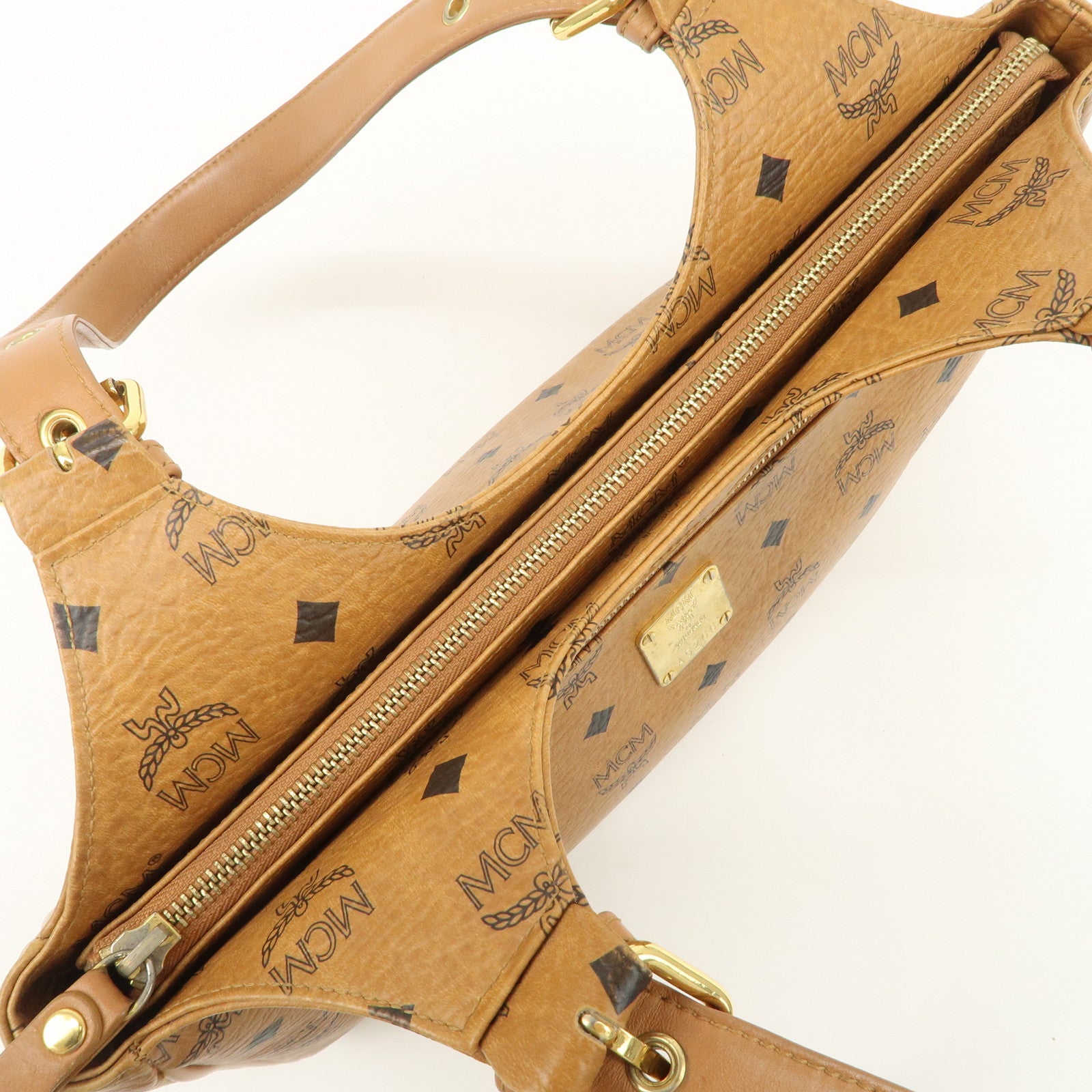 MCM Visetos Leather Hand Bag Shoulder Bag Brown Camel Brown