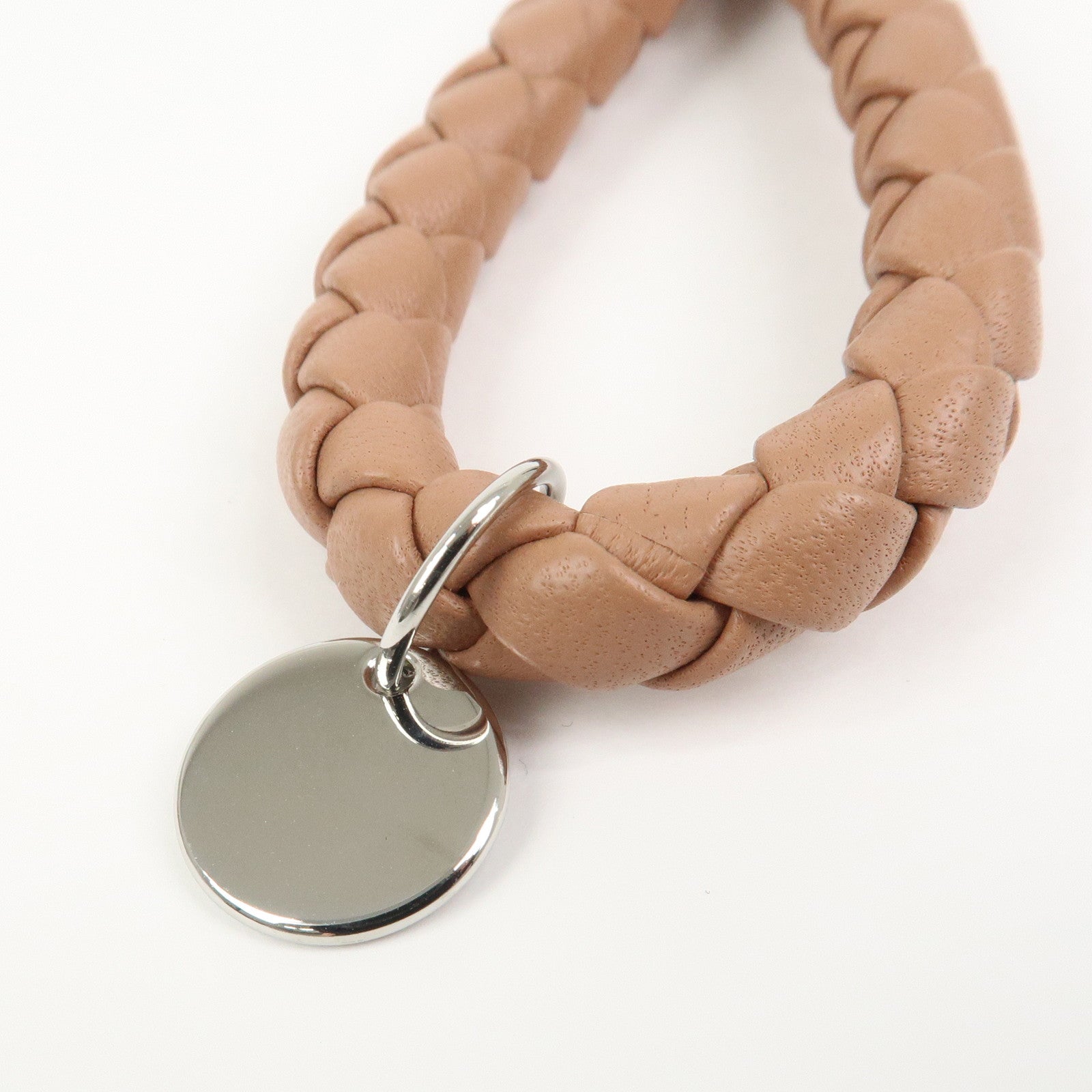 BOTTEGA VENETA Intrecciato Leather Key Holder Bag Charm Brown