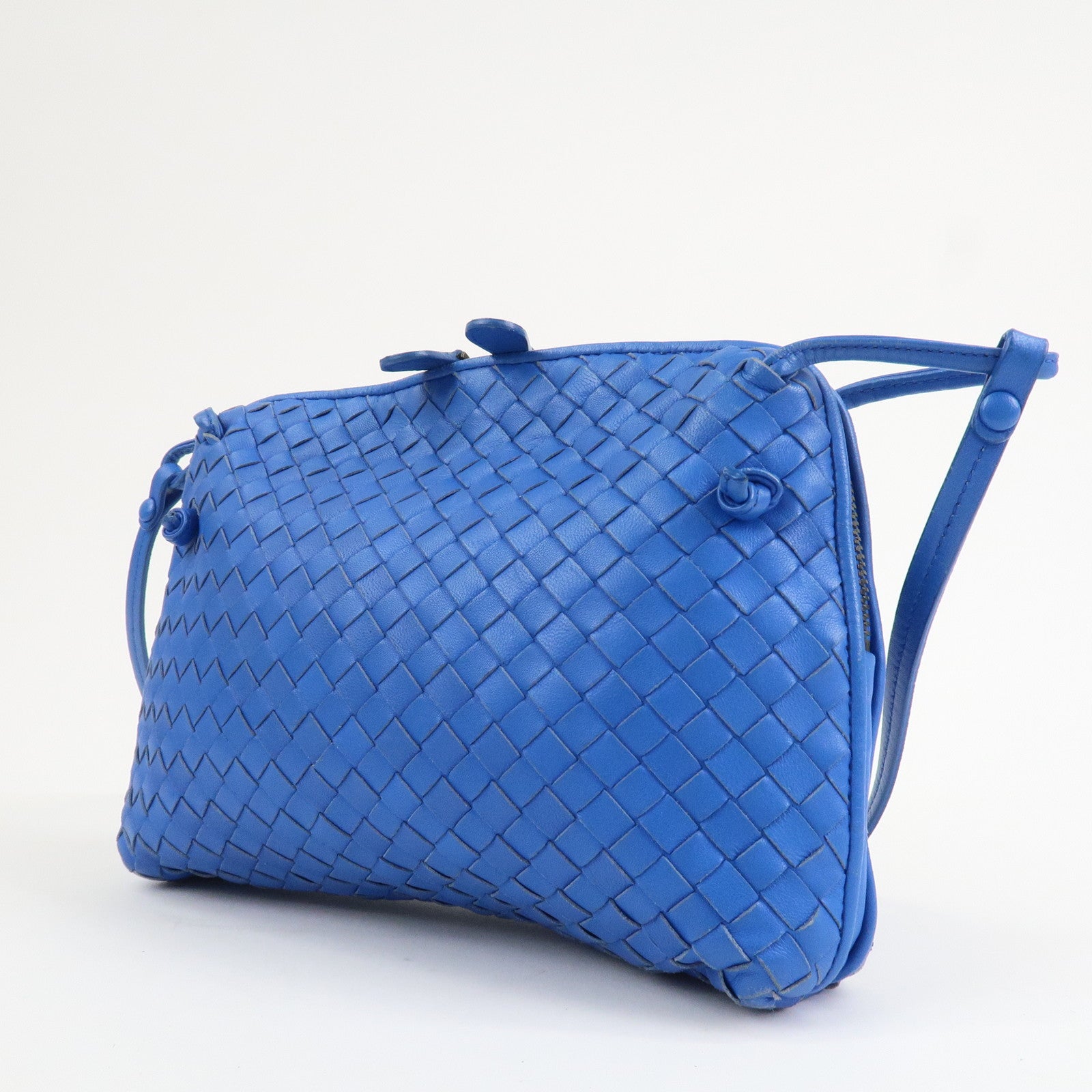 BOTTEGA VENETA Intrecciato Leather Shoulder Bag Blue