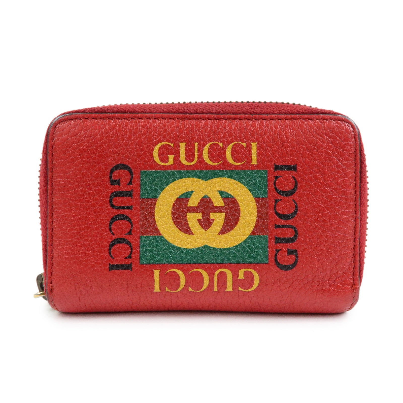 GUCCI Sherry Leather Web Line Card Case Coin Case Red 496319