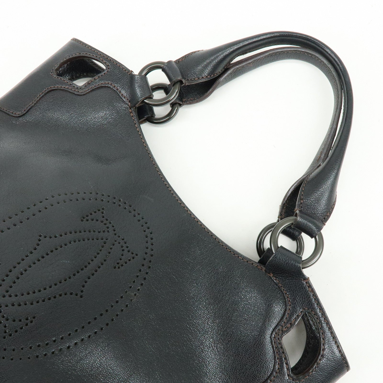 Cartier Marcello de Cartier Leather Hand Bag Tote Bag Black