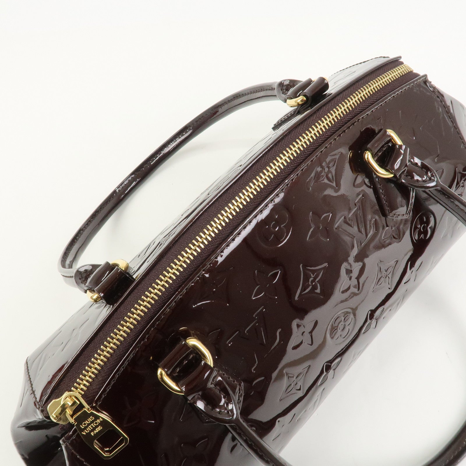Louis Vuitton Monogram Vernis Sherwood PM Hand Bag Amarante M91493