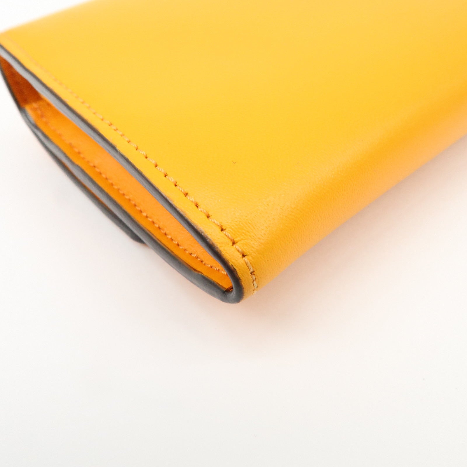 FENDI Logo Leather Long Wallet Orange Gold HDW 8M0251