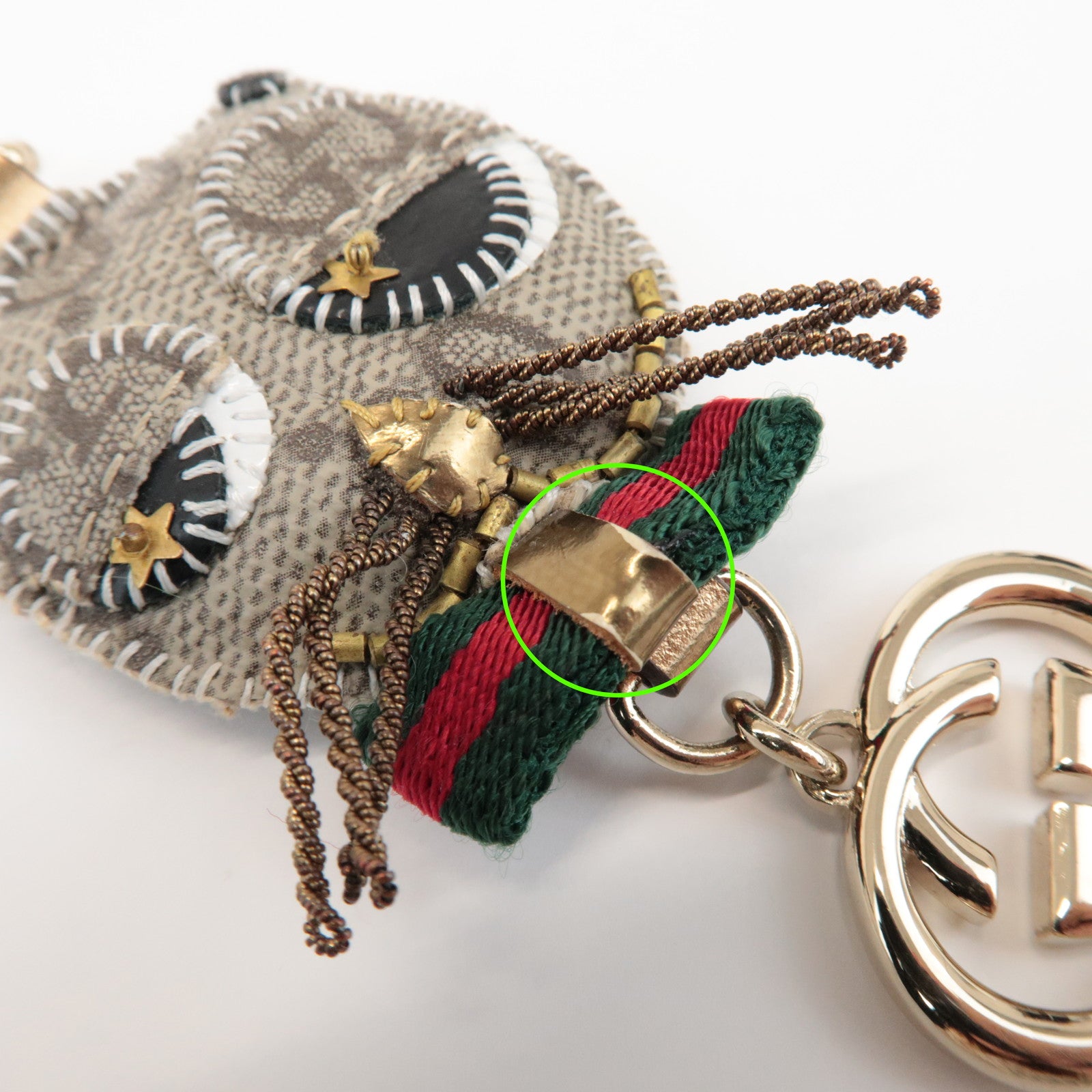 GUCCI Set of 2 Sherry GG Plus Gucciori Cat Chihuahua Key Charm