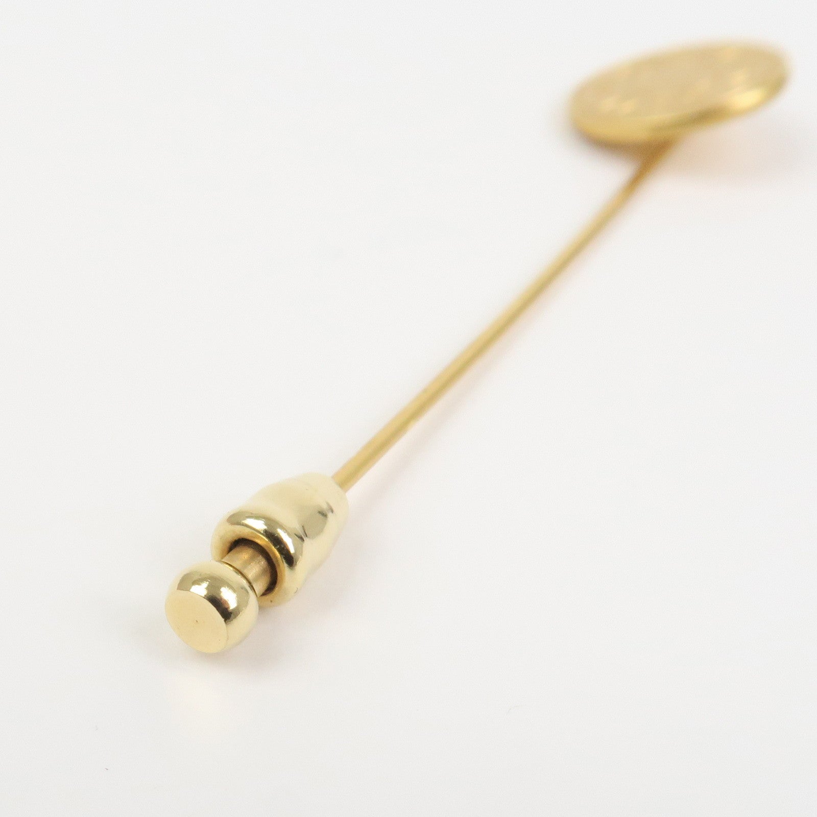 HERMES Sellier Pin Brooch Metal Gold