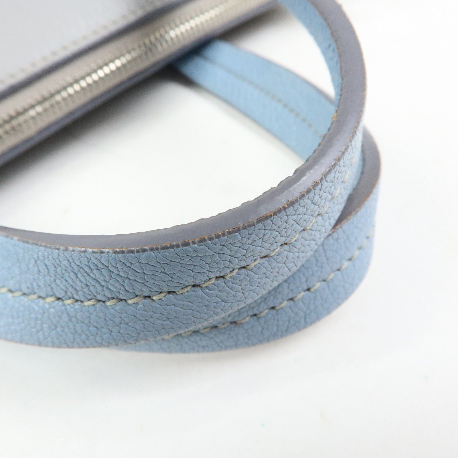 MIU MIU Madras Leather 2Way Bag Hand Bag Gray Light Blue 5BB006