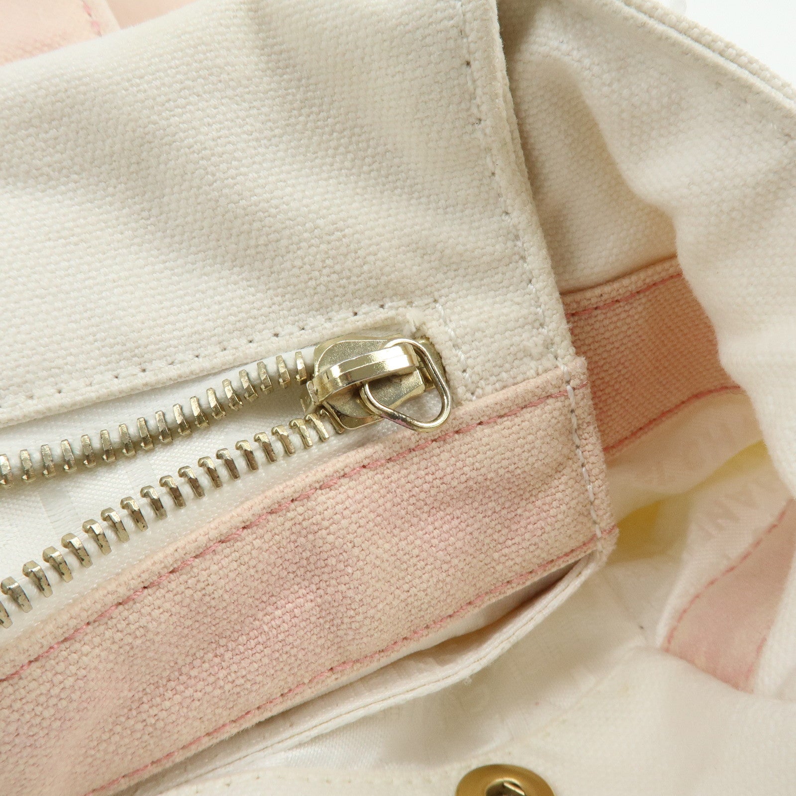 CHANEL Marshmallow Canvas Hand Bag Tote Bag White Pink