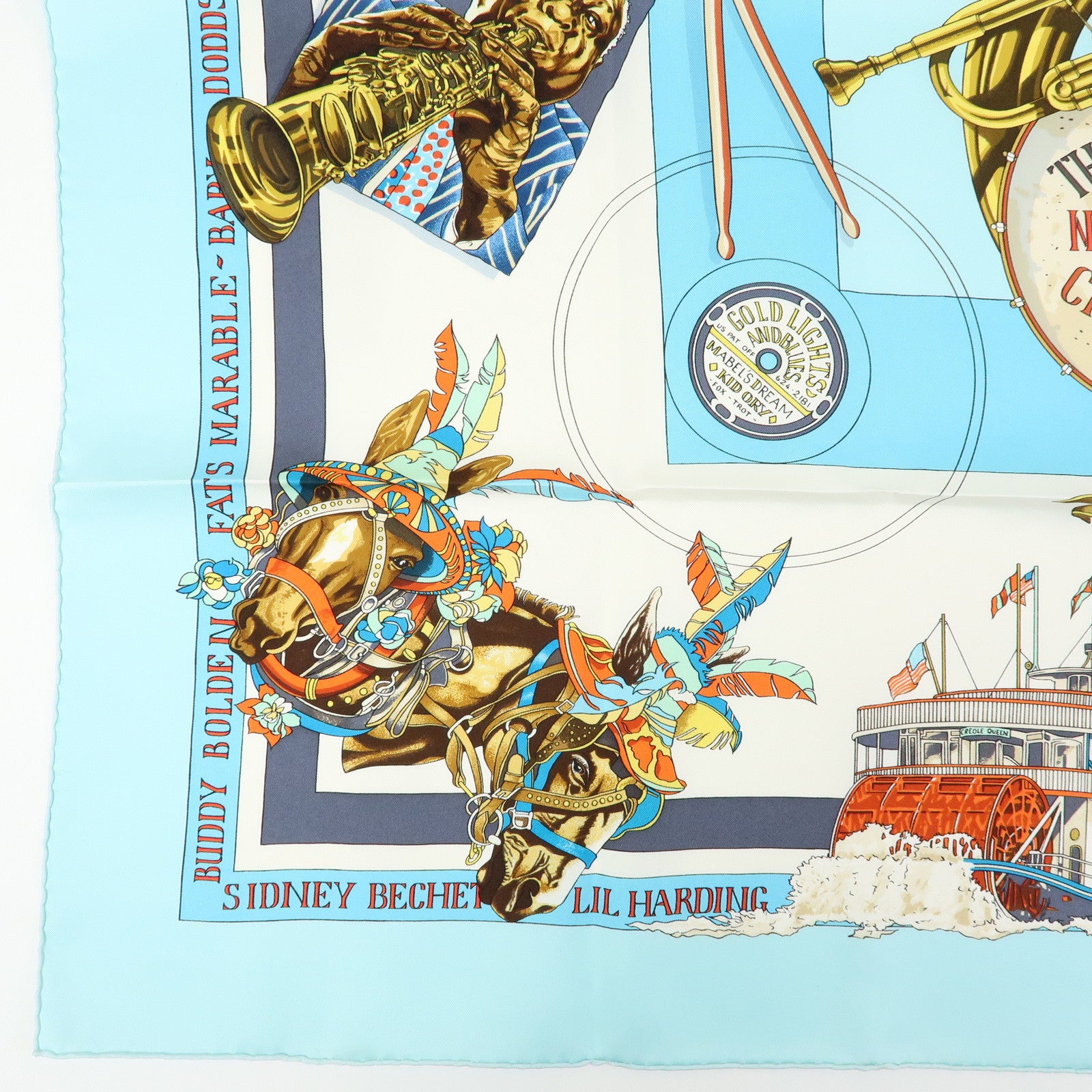 HERMES Carre90 Silk 100% Scarf ORIGINAL NEW ORLEANS CREOLE JAZZ1923