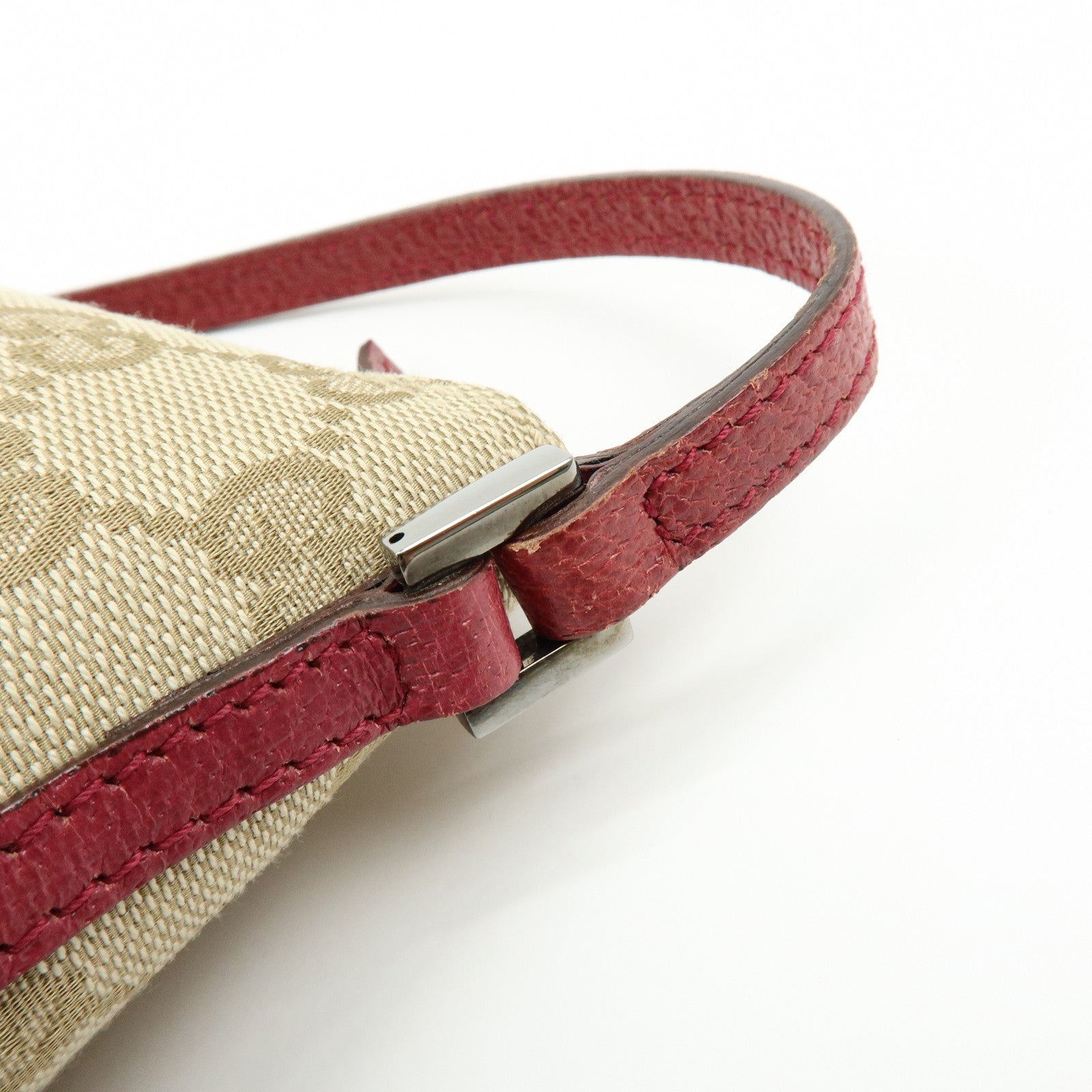 GUCCI Boat Bag GG Canvas Leather Hand Bag Beige Pink 07198