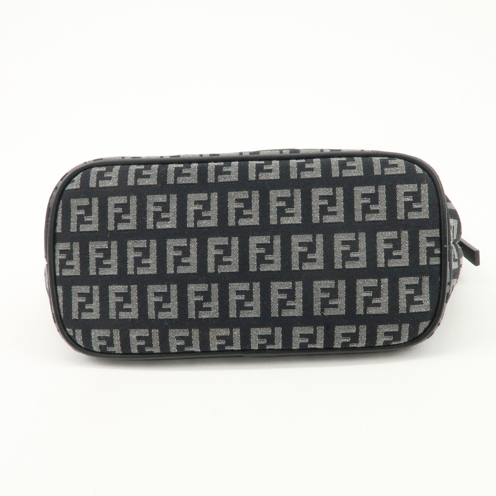 FENDI Zucchino Canvas Leather Shoulder Bag Black 266360 Used