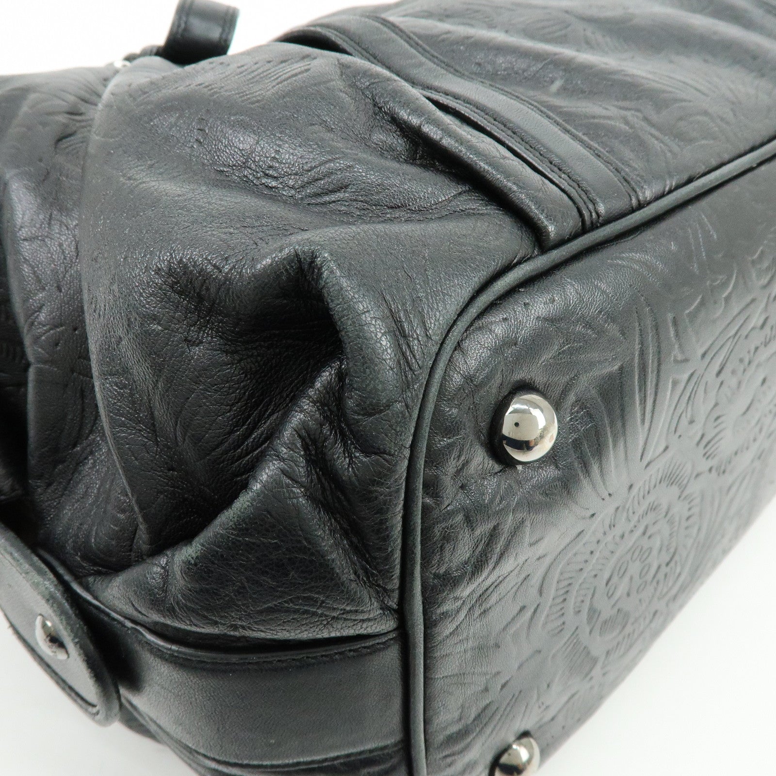 LOEWE Canela Nappa Leather Mini Boston Bag Shoulder Bag Black