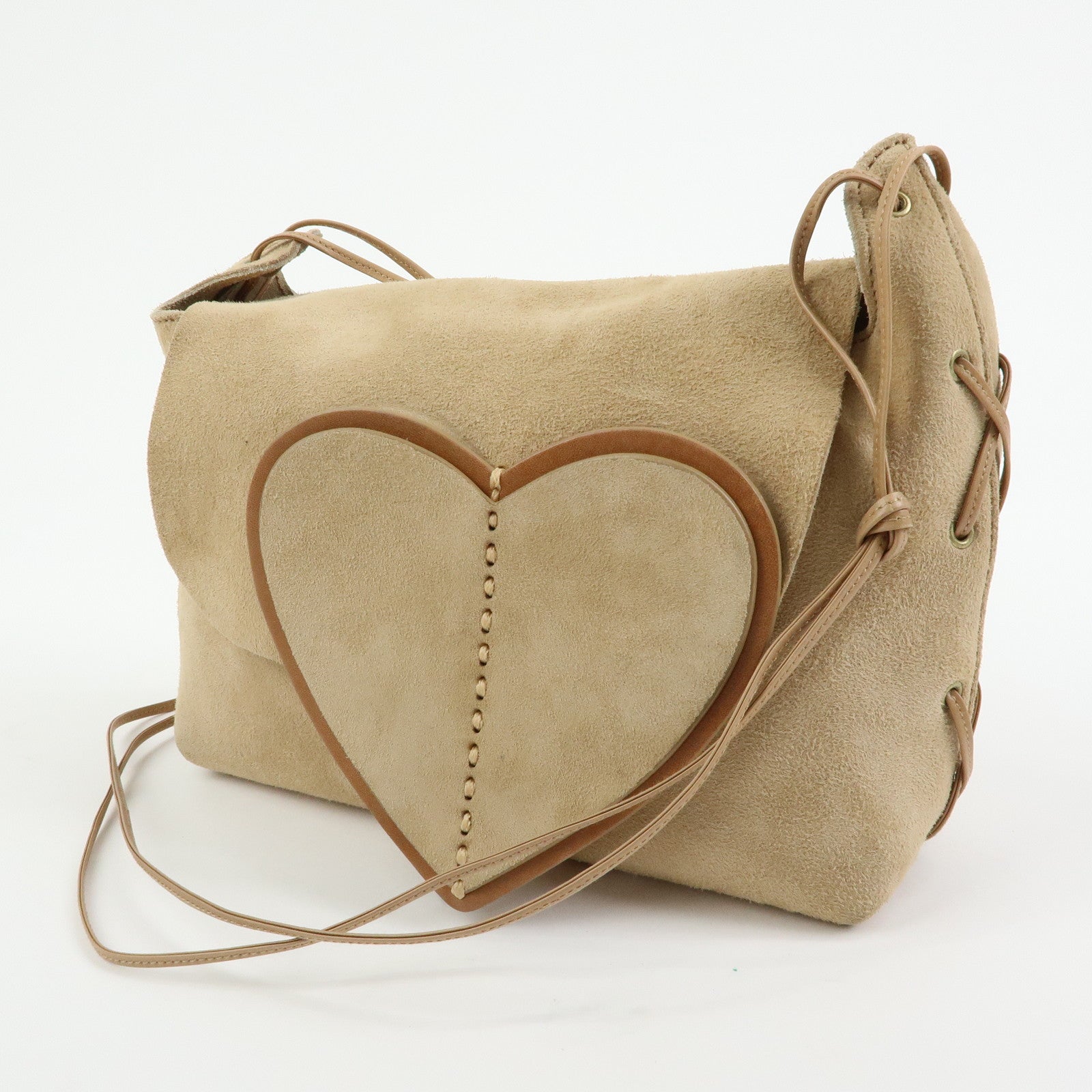 GUCCI Heart Suede Leather Shoulder Bag 95107