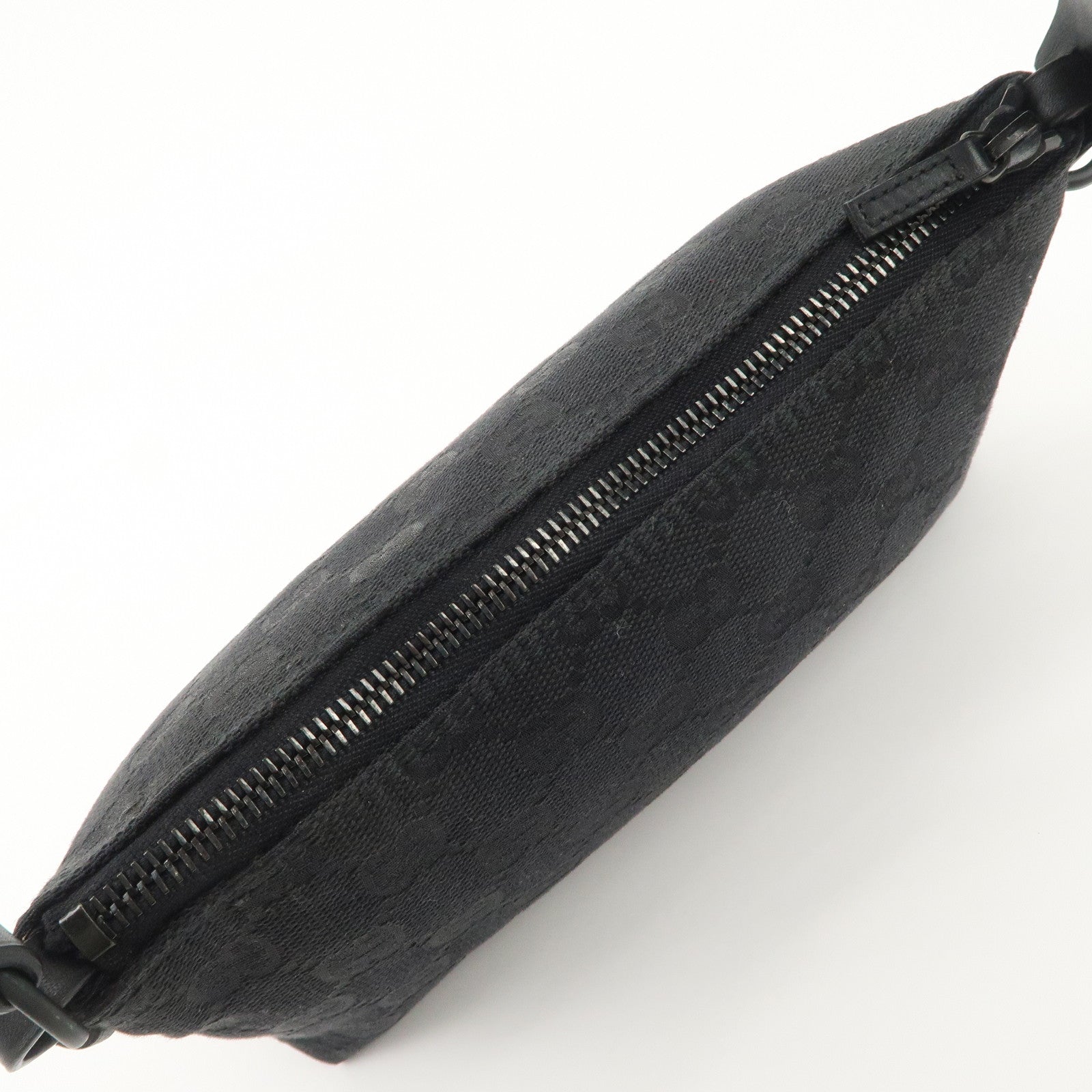 GUCCI GG Canvas Leather Accessory Pouch Hand Bag Black 103399 Used