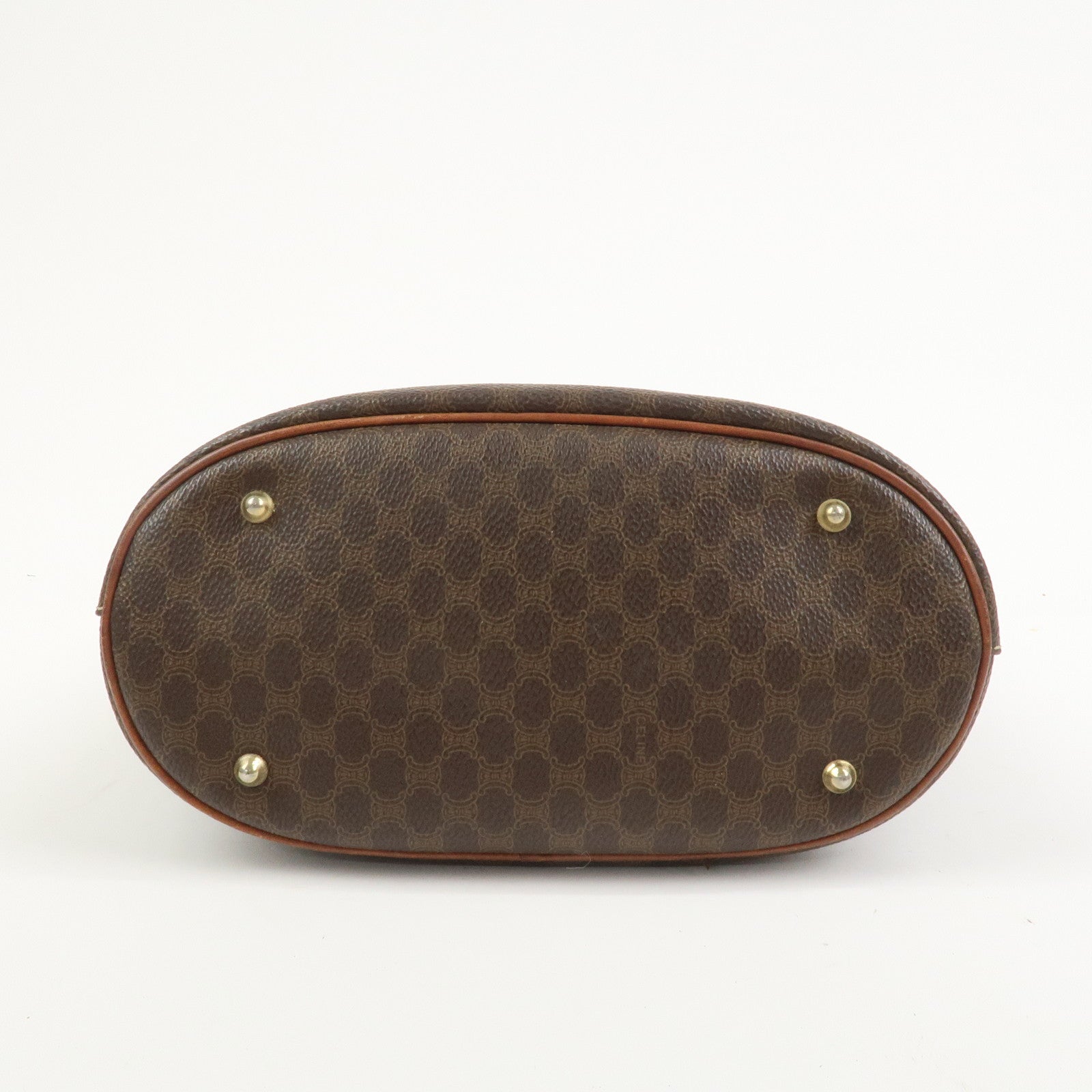 CELINE Macadam PVC Leather Tote Bag Hand Bag Brown