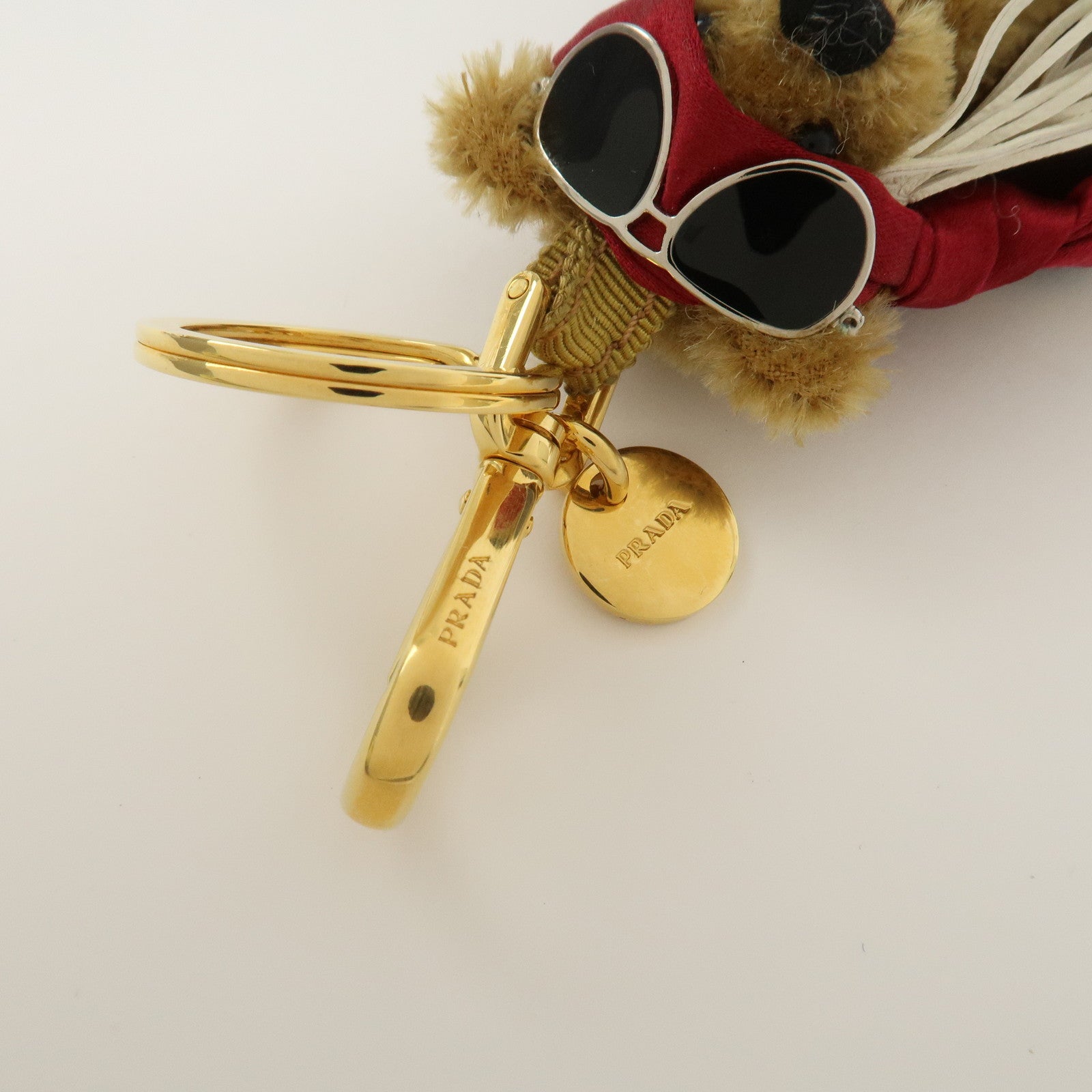 PRADA Teddy Bear Bag Key Charm Rocker Leopard Brown