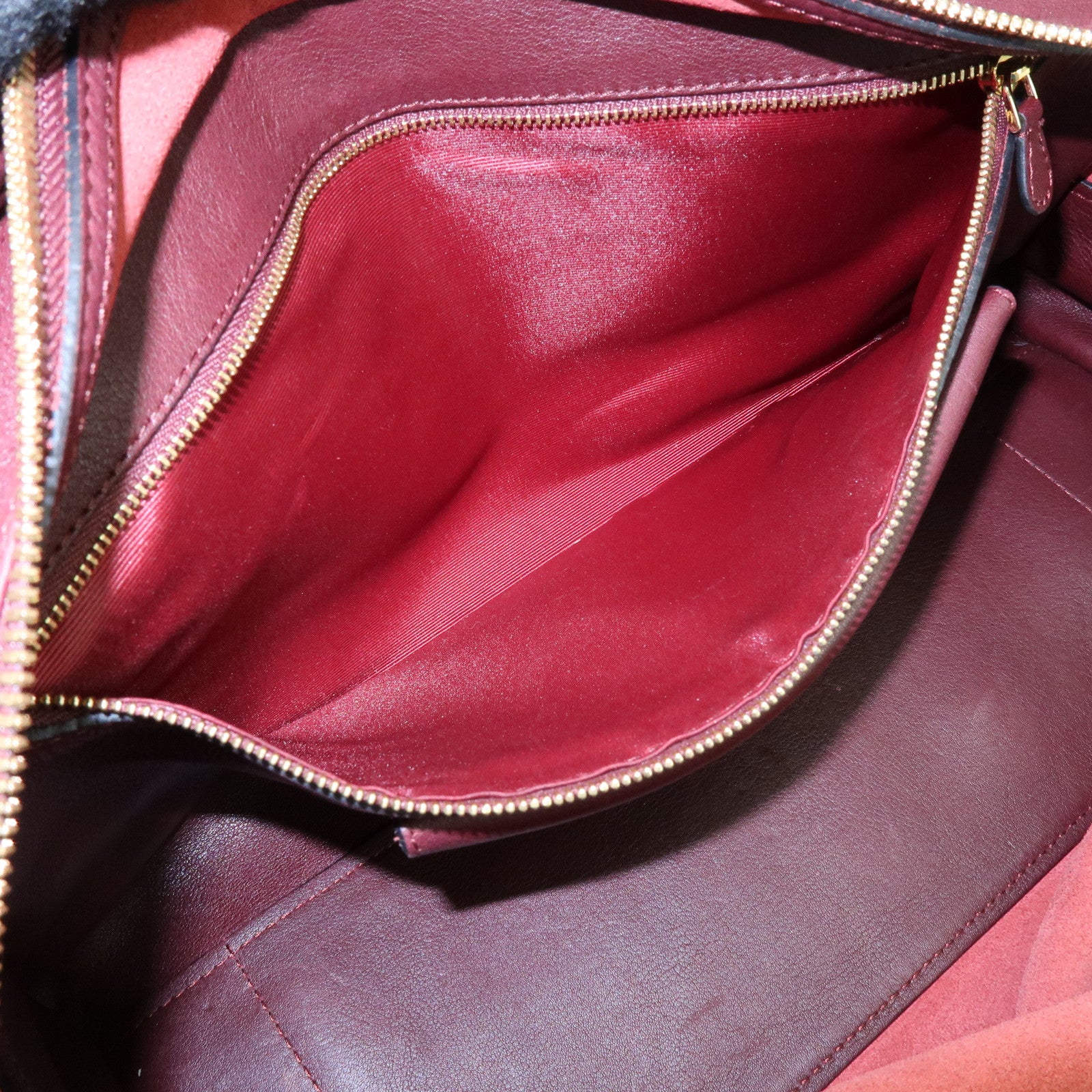 LOEWE Anagram Amazona 36 Calf Leather Hand Bag Boston Bag Wine Red