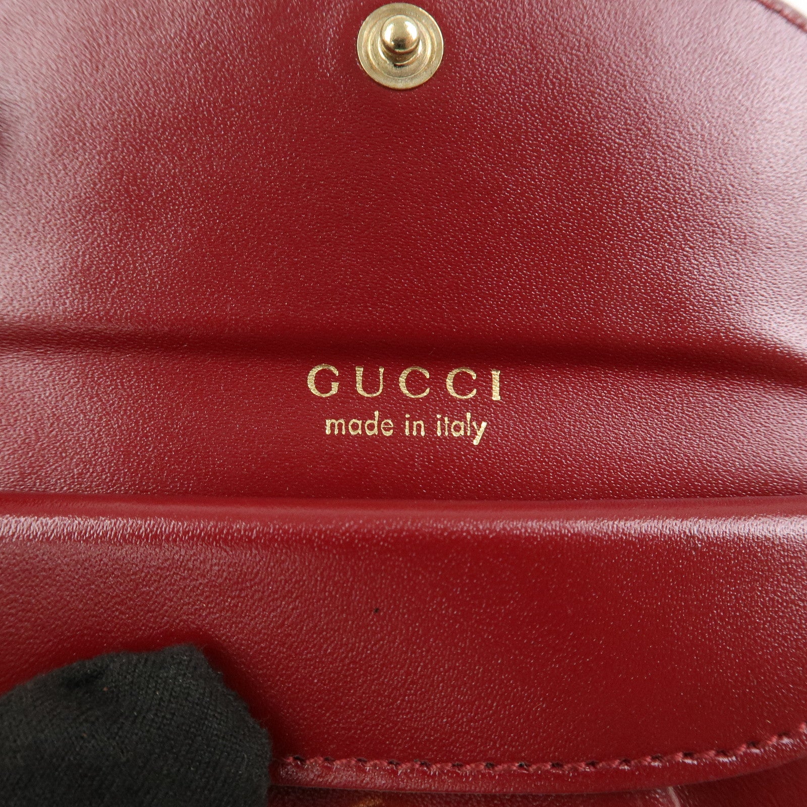 GUCCI Logo Leather Coin Case Coin Purse Red 030.2091
