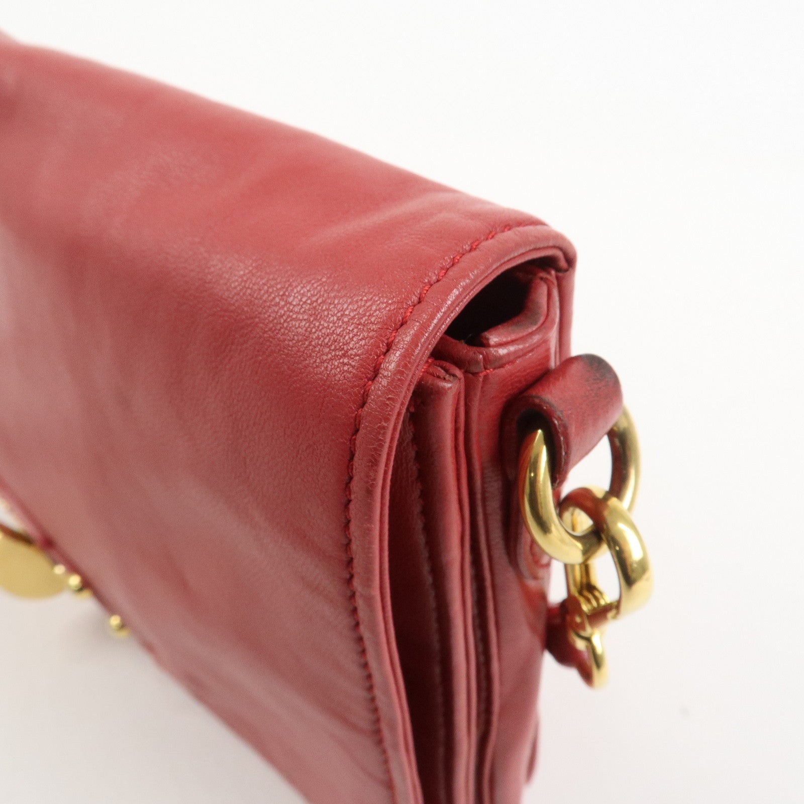 MIU MIU Logo Nappa Leather Shoulder Bag Crossbody Bag Red