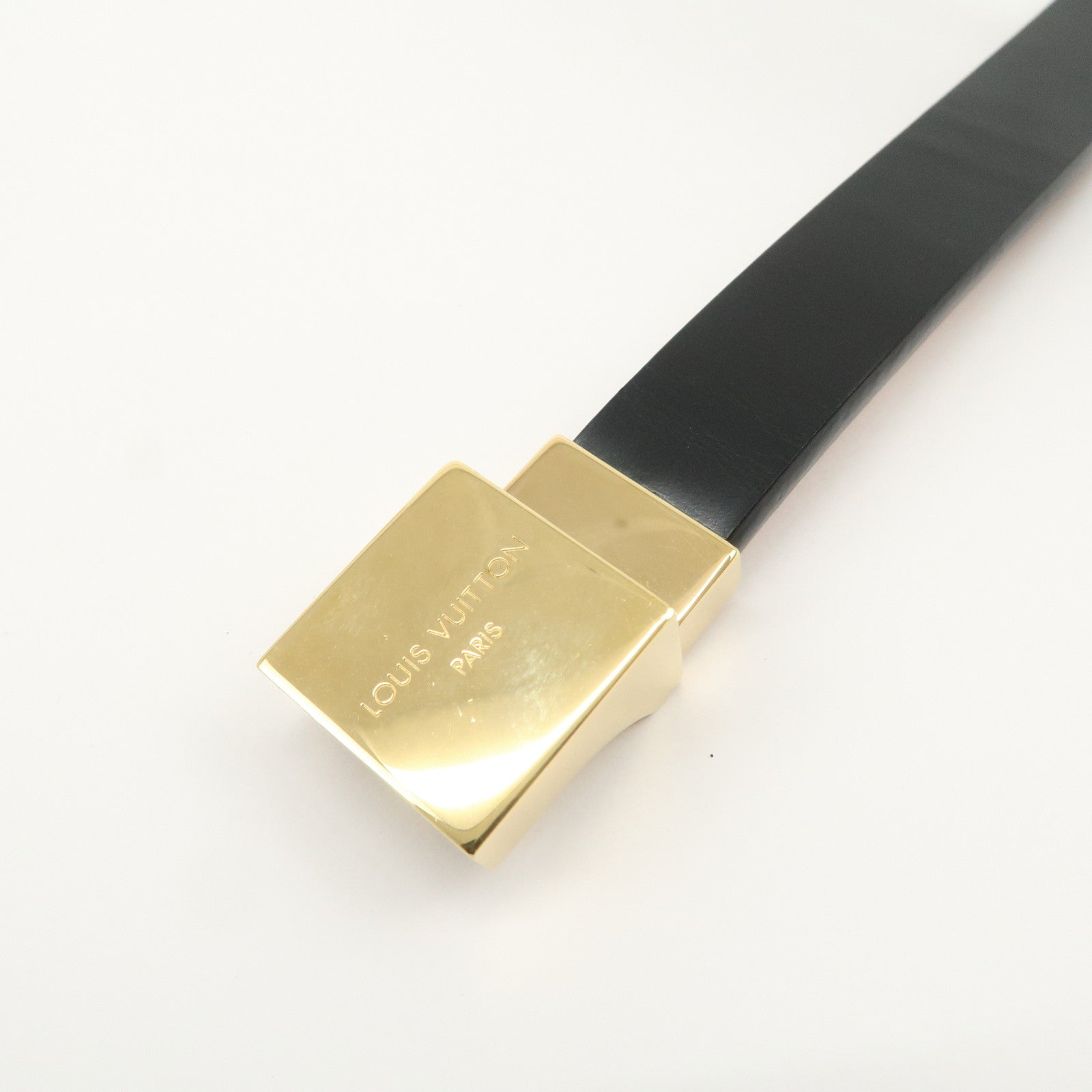 Louis Vuitton Ceinture Carre Leather Belt Black Gold