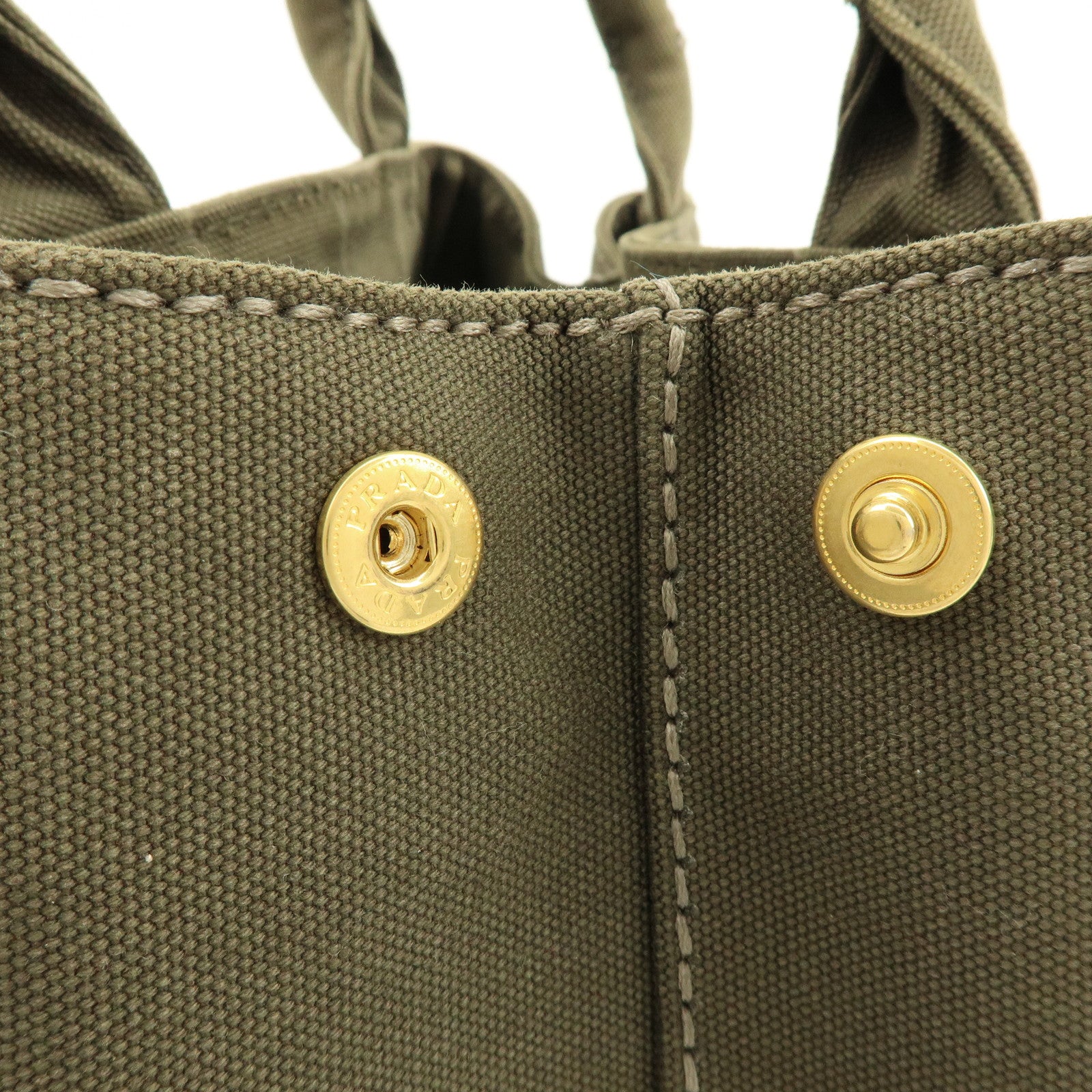 PRADA Canapa Mini Canvas Tote Bag Hand Bag Khaki BN2439