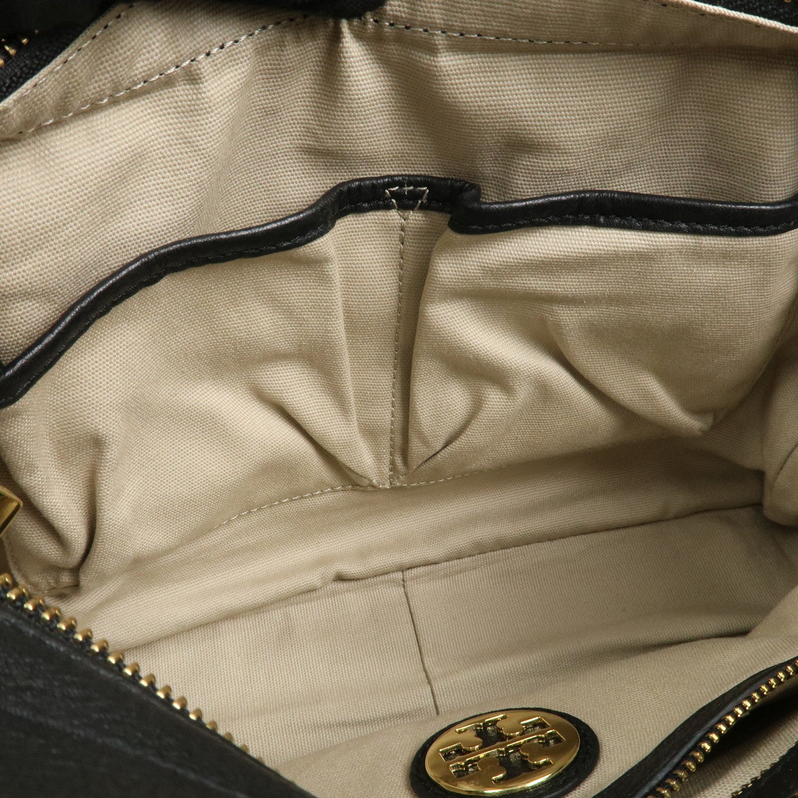 TORY BURCH Logo Leather 2way Hand Bag Black