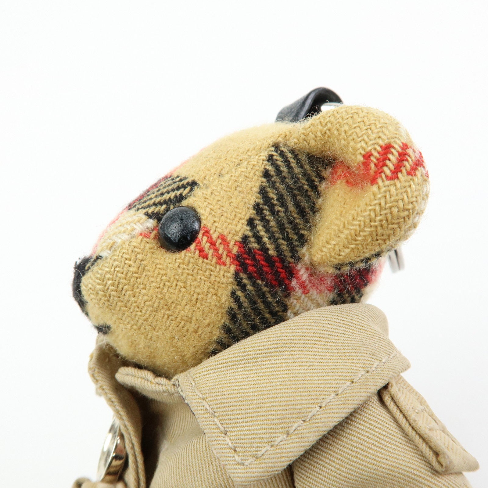 BURBERRY Nova Paid Canvas Bag Charm Key Holder Thomas Bear Beige