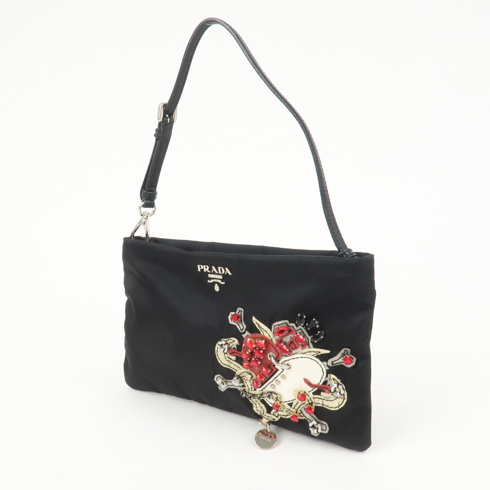 PRADA Evening Heart Nylon Saffiano Leather Shoulder Bag 1N1588